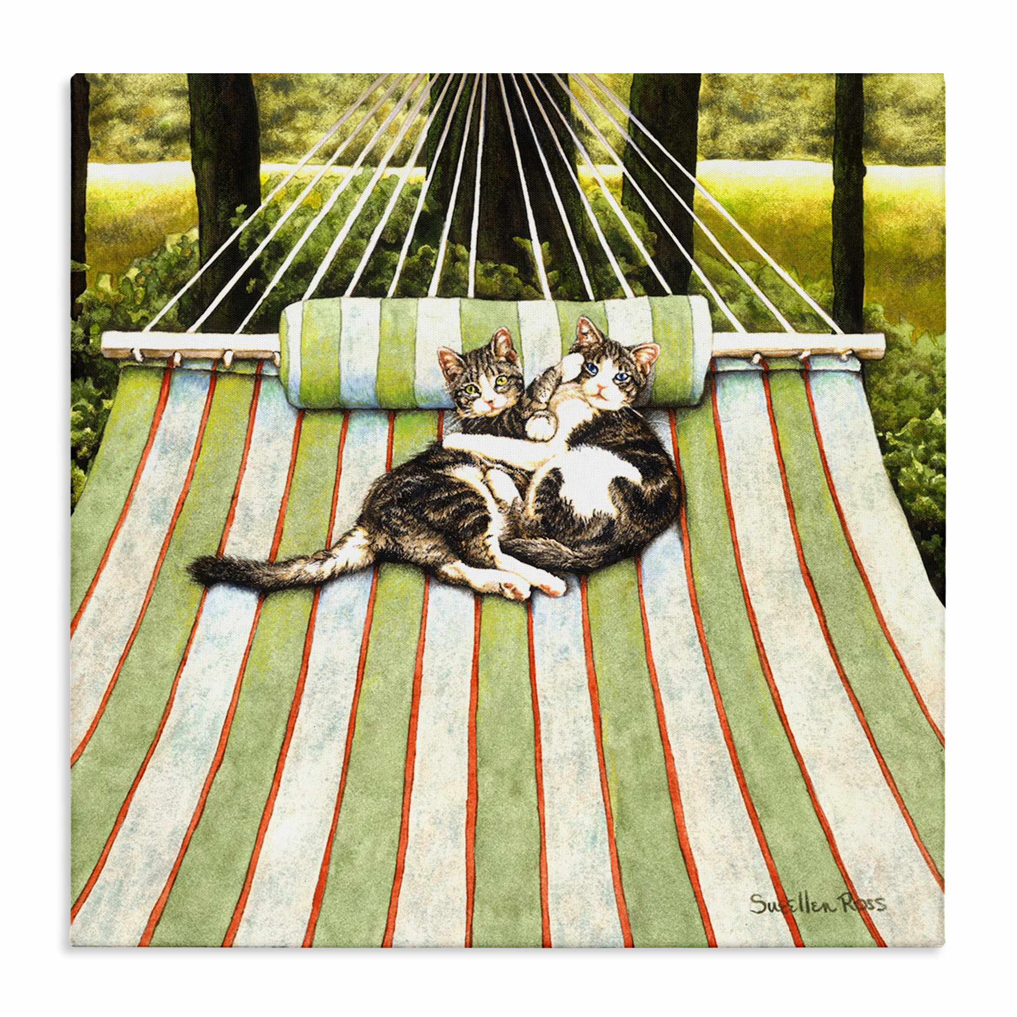Stupell Industries BT-263-CN-24X24 Playful Kittens on Hammock Canvas Wall Art By Sueellen Ross 24 x 24