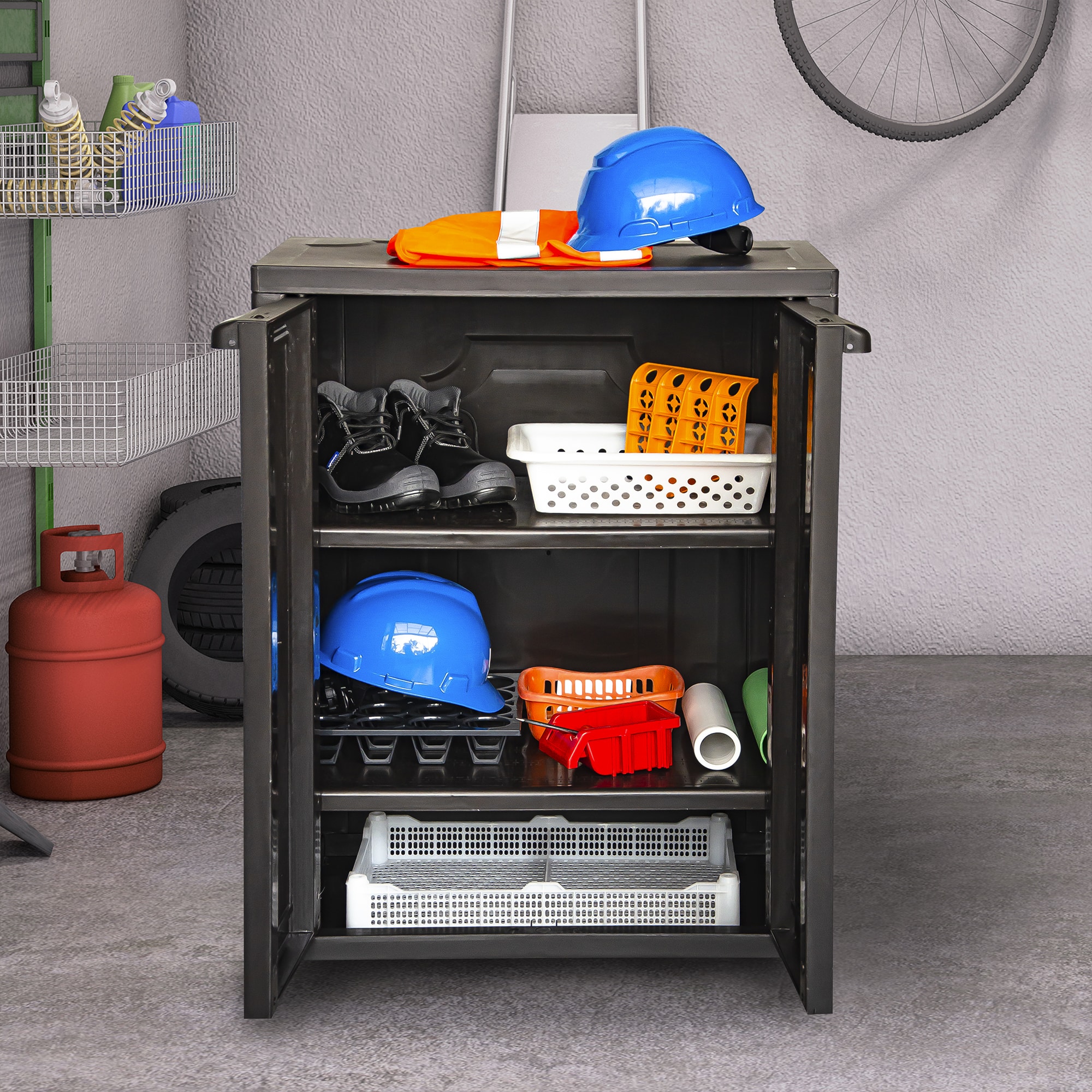 27.96-in W x 37.4-in H Plastic ESPRESSO Freestanding Utility Storage ...
