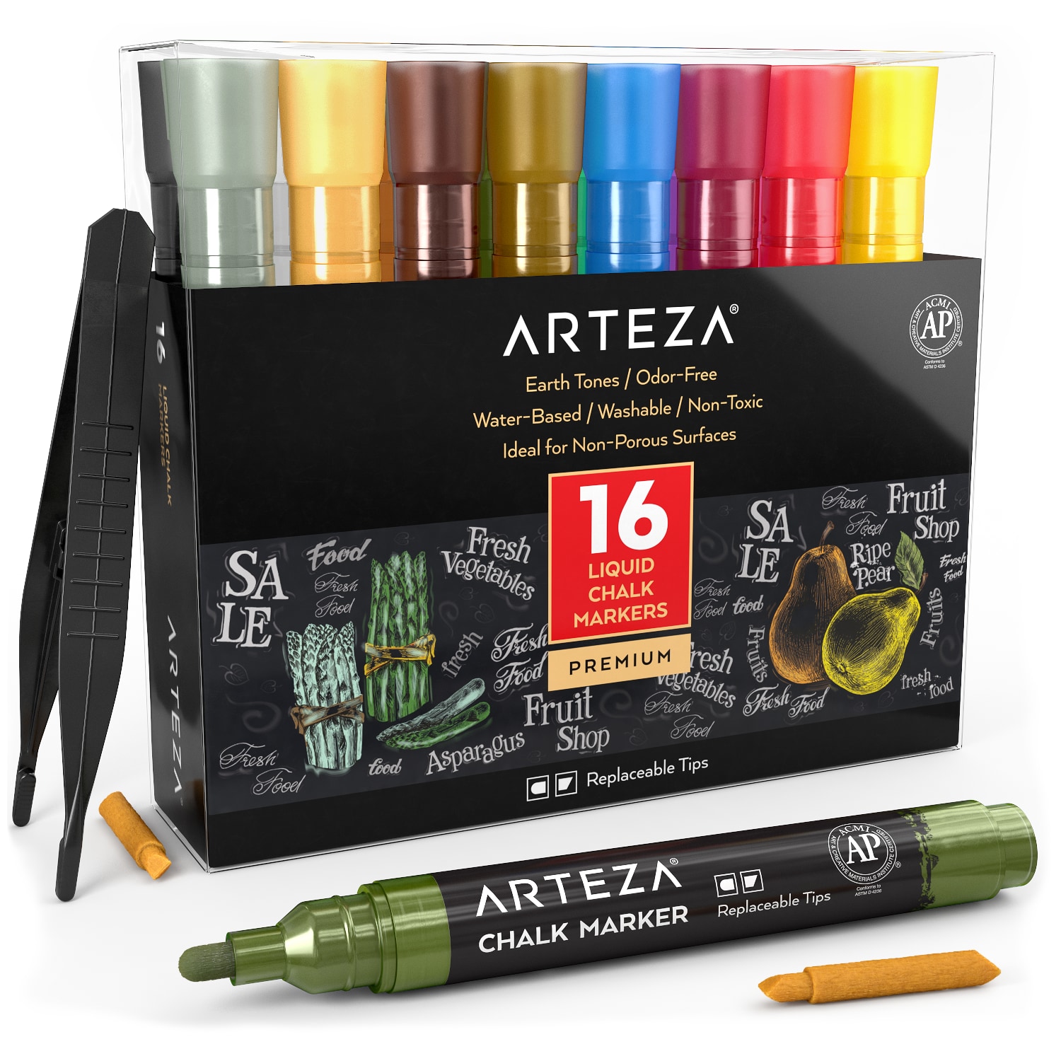 ARTEZA Arteza Non-toxic Liquid Chalk Paint Markers, Earth Tones