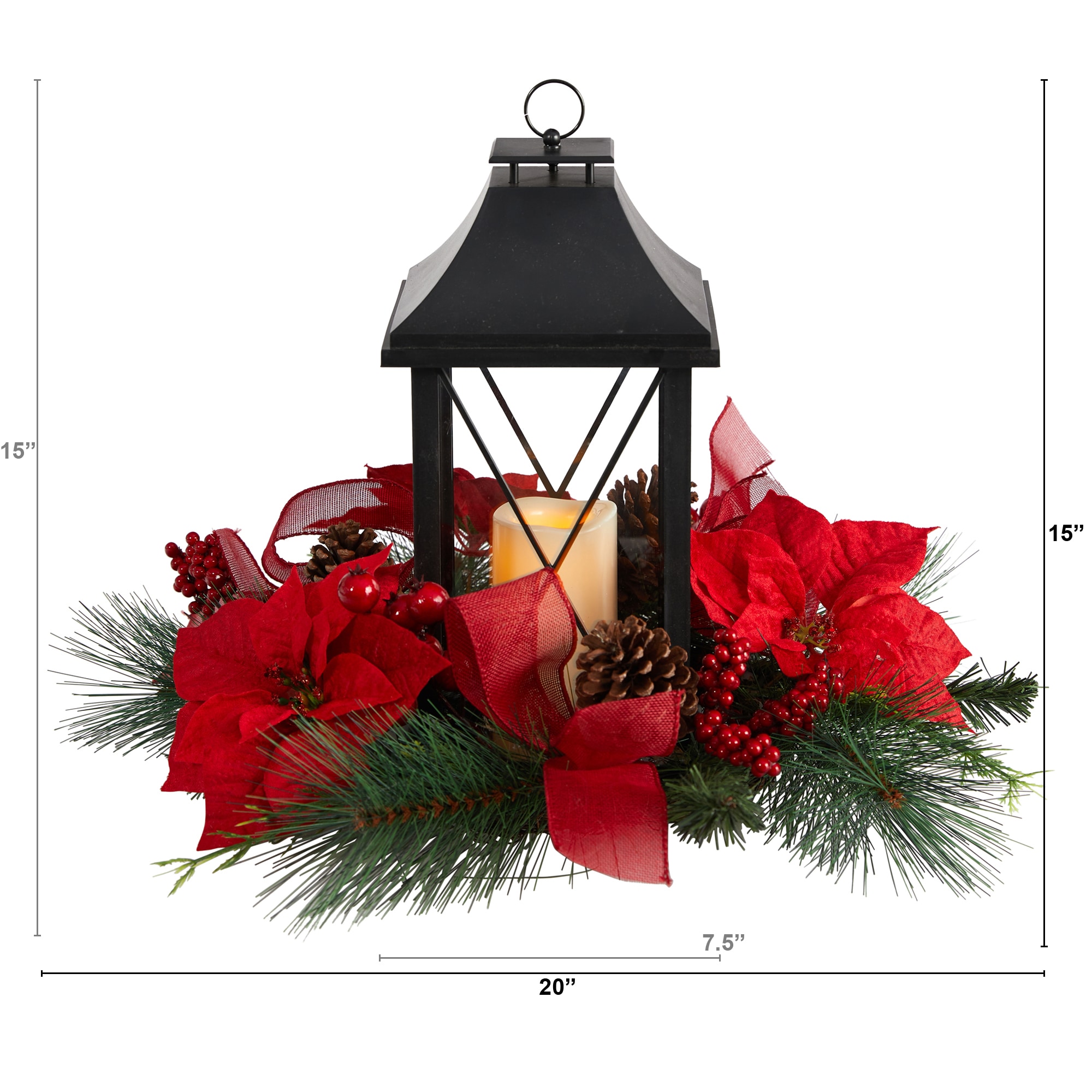 Nearly Natural 15-in Lighted Lantern Battery-operated Christmas Decor ...