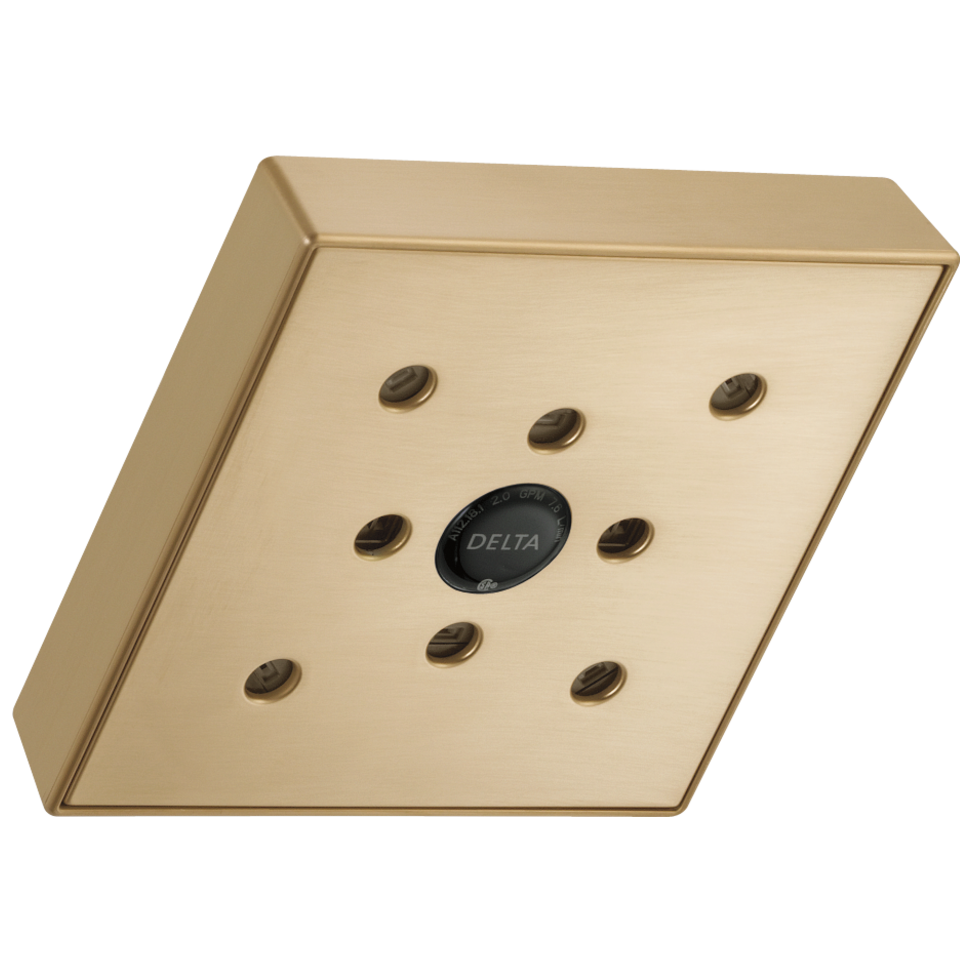 Delta RP70171CZPR Universal Showering Components 1.0 -Spray Lumicoat Champagne Bronze 6-in Square Fixed High Pressure Rain Shower Head 1.75 GPM