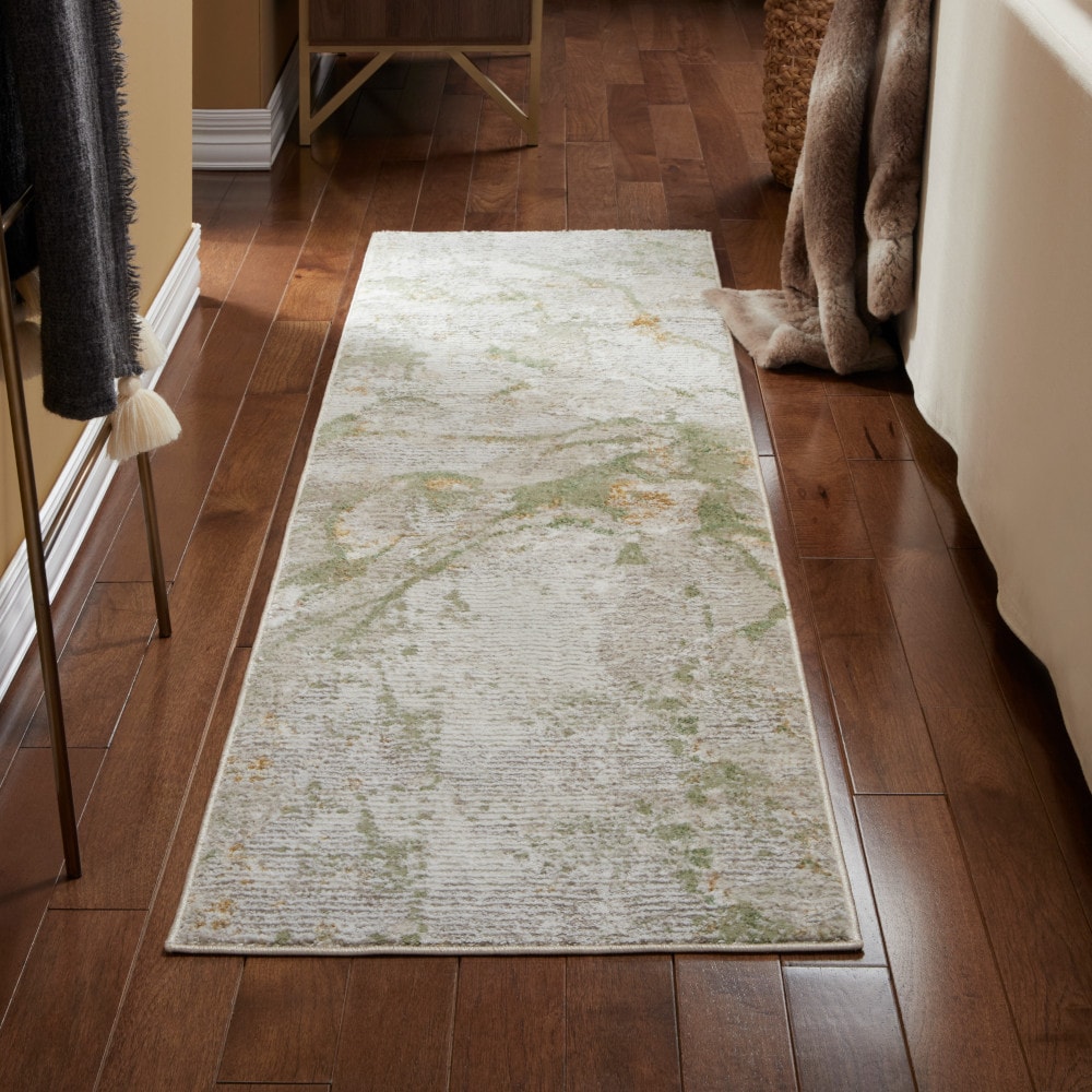 Town & Country Living 4-256-403 Opaline 2 x 7 (ft) Loomed Polyester Sage Green Rectangular Indoor Abstract Runner rug