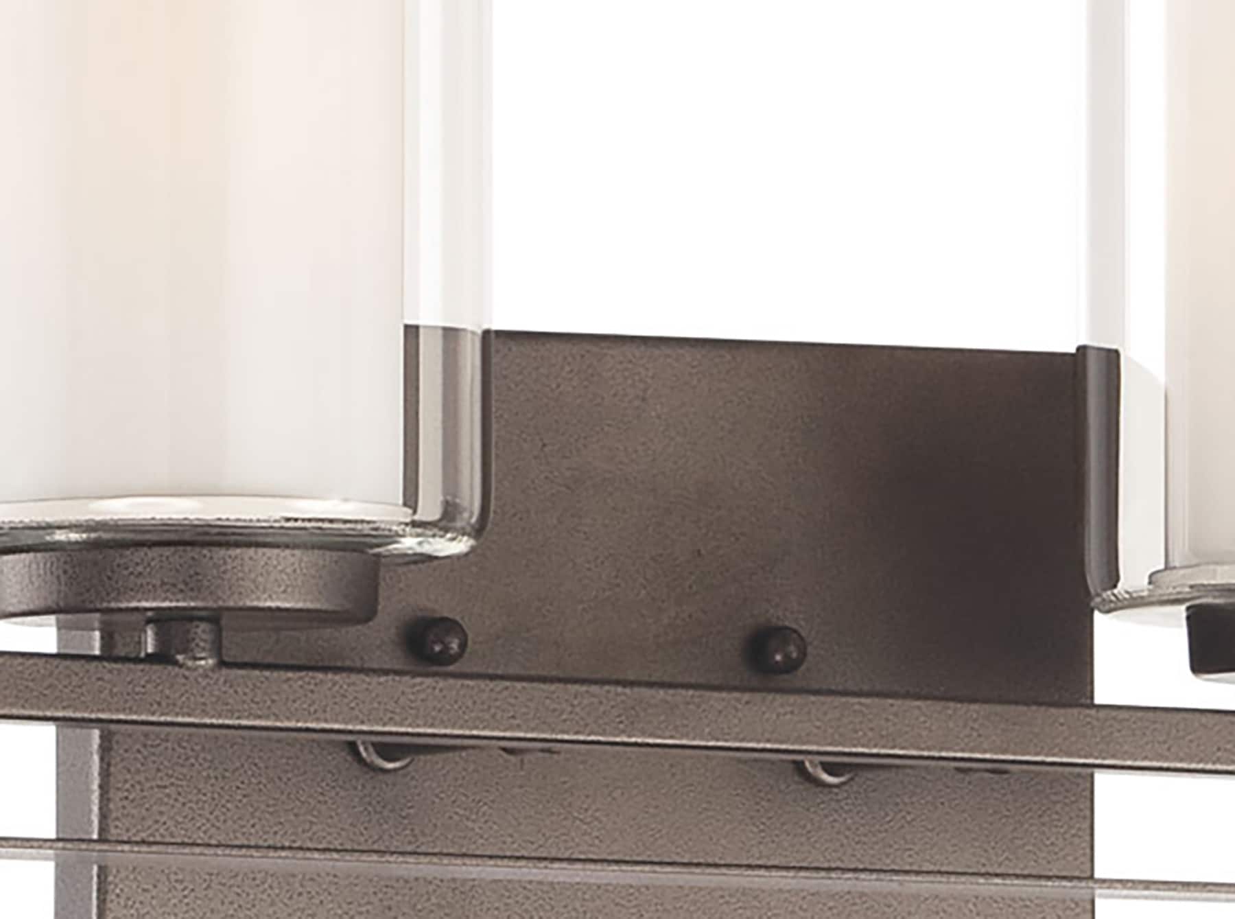 Transitional Smoked Iron 4-Light Bath Bar with Etched White Glass