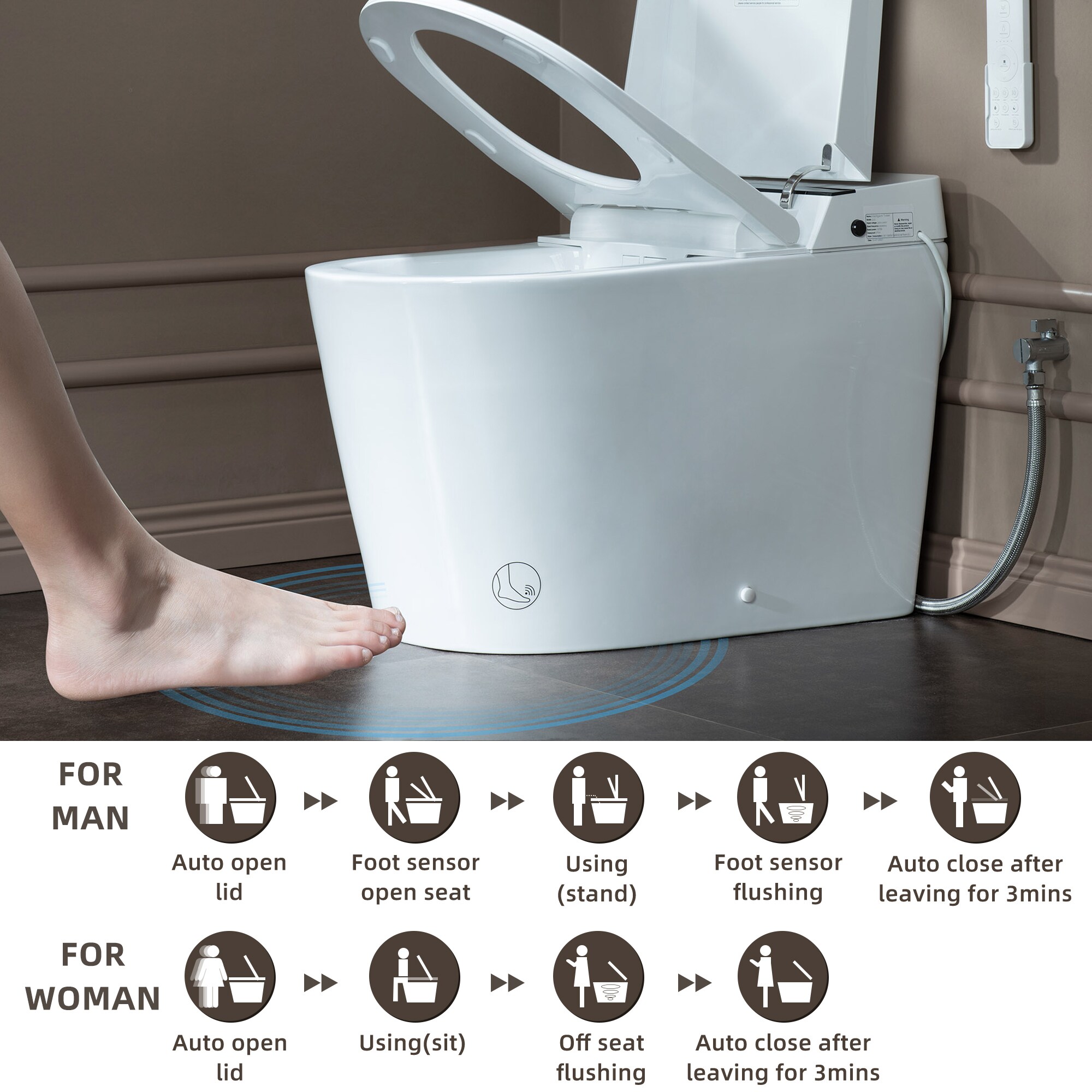 ᐅ【WOODBRIDGE T-0041 Elongated one Piece toilet with Smart Bidet