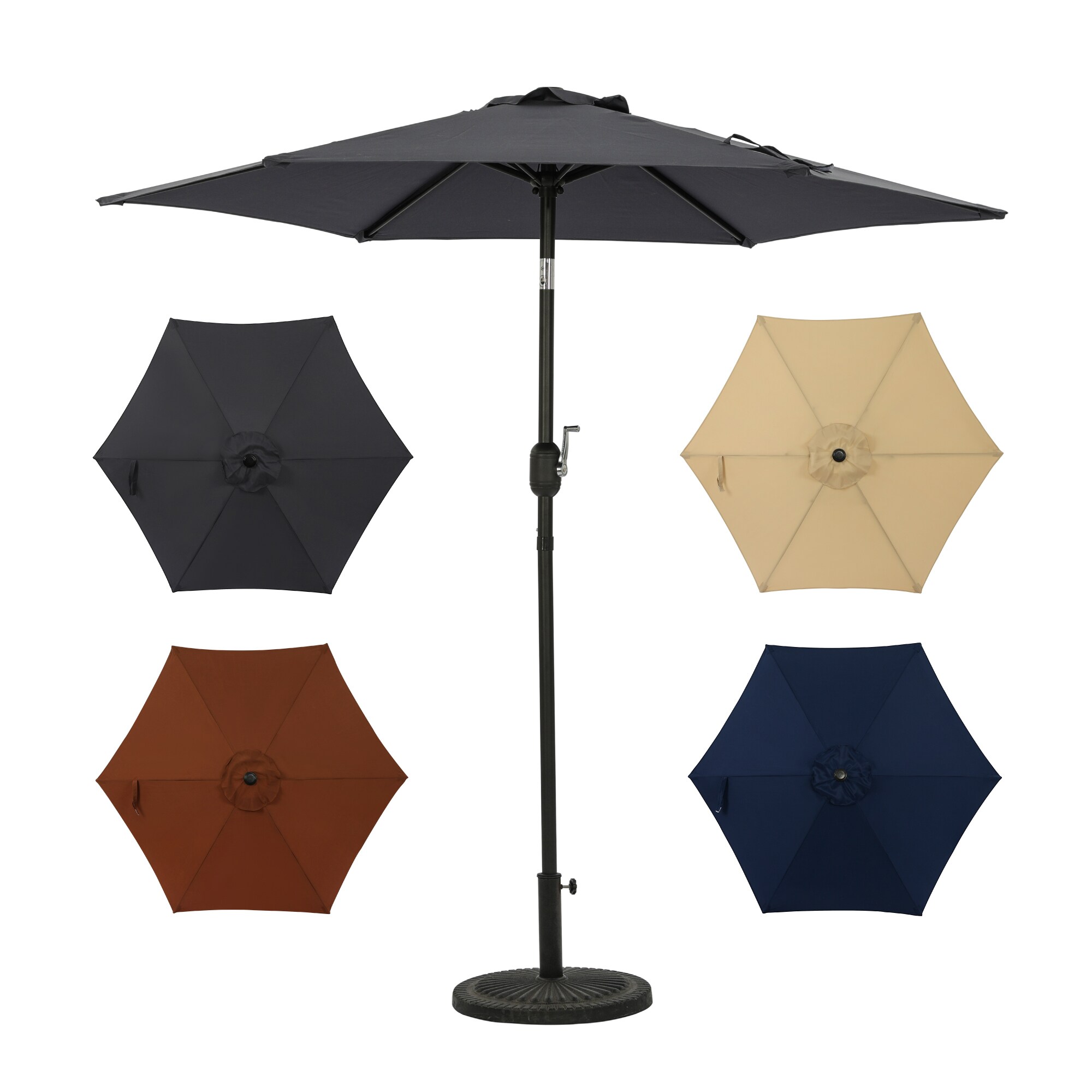Slate Gray 7.5-ft Hexagon Steel Market Patio Umbrella