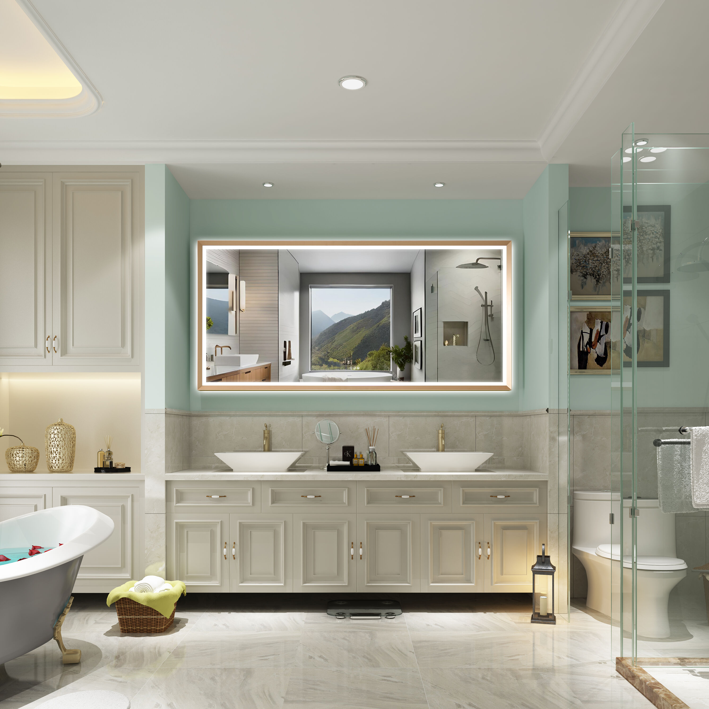 WELLFOR W6FM8440BG Framed-Bath-Mirrors - View #2