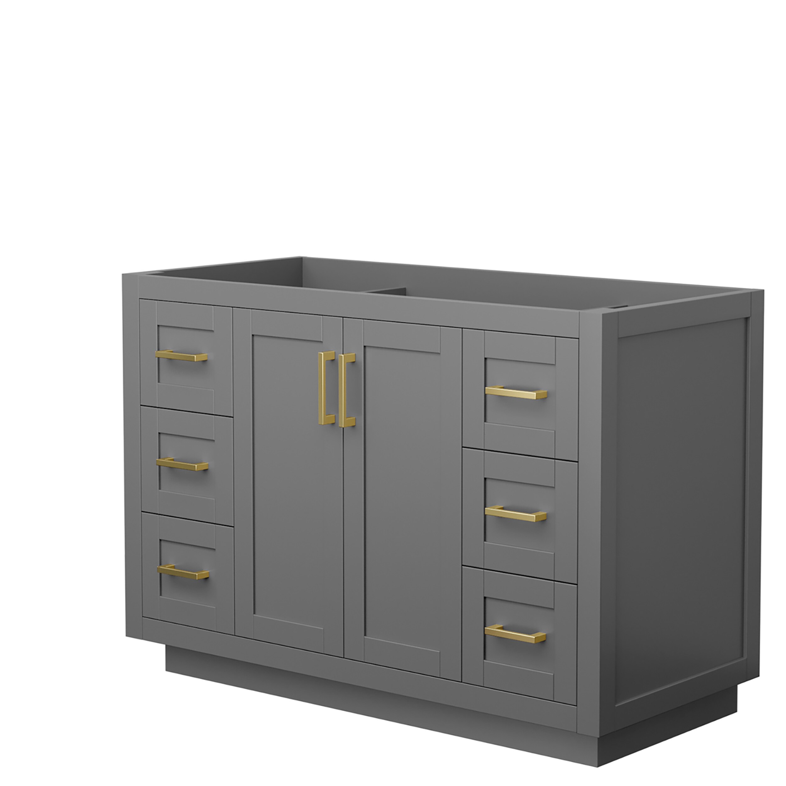 Wyndham Collection WCF292948SGGCXSXXMXX Miranda 48-in Dark Gray with Brushed Gold Trim Bathroom Vanity Base Cabinet without Top