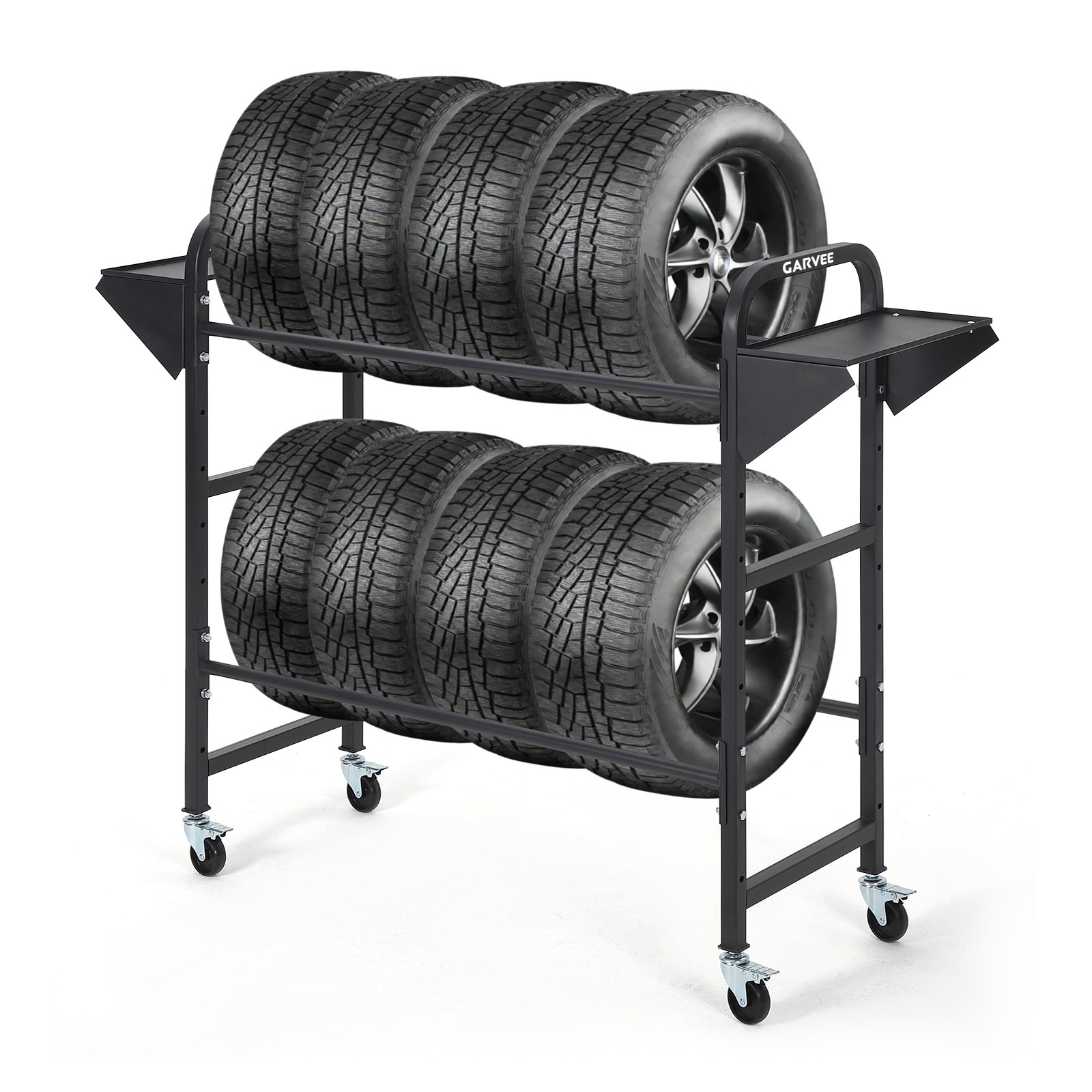 Garvee Black Rolling Tire Storage Rack 500 LBS Capacity With Adjustable Height