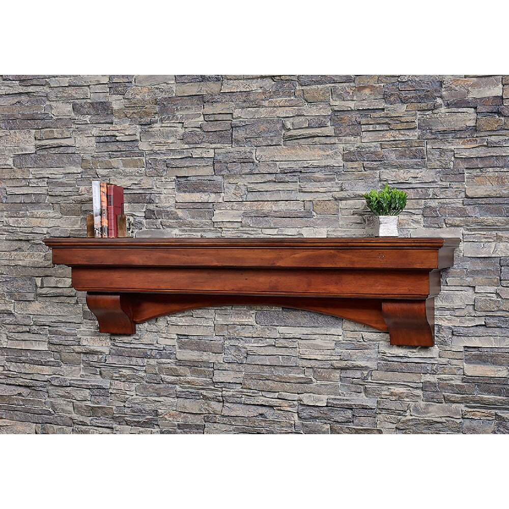 Mantels Direct SALEM-60-AC 60-in W x 8.25-in H x 10-in D Aged Cherry Pine Hollow Farmhouse Fireplace Mantel