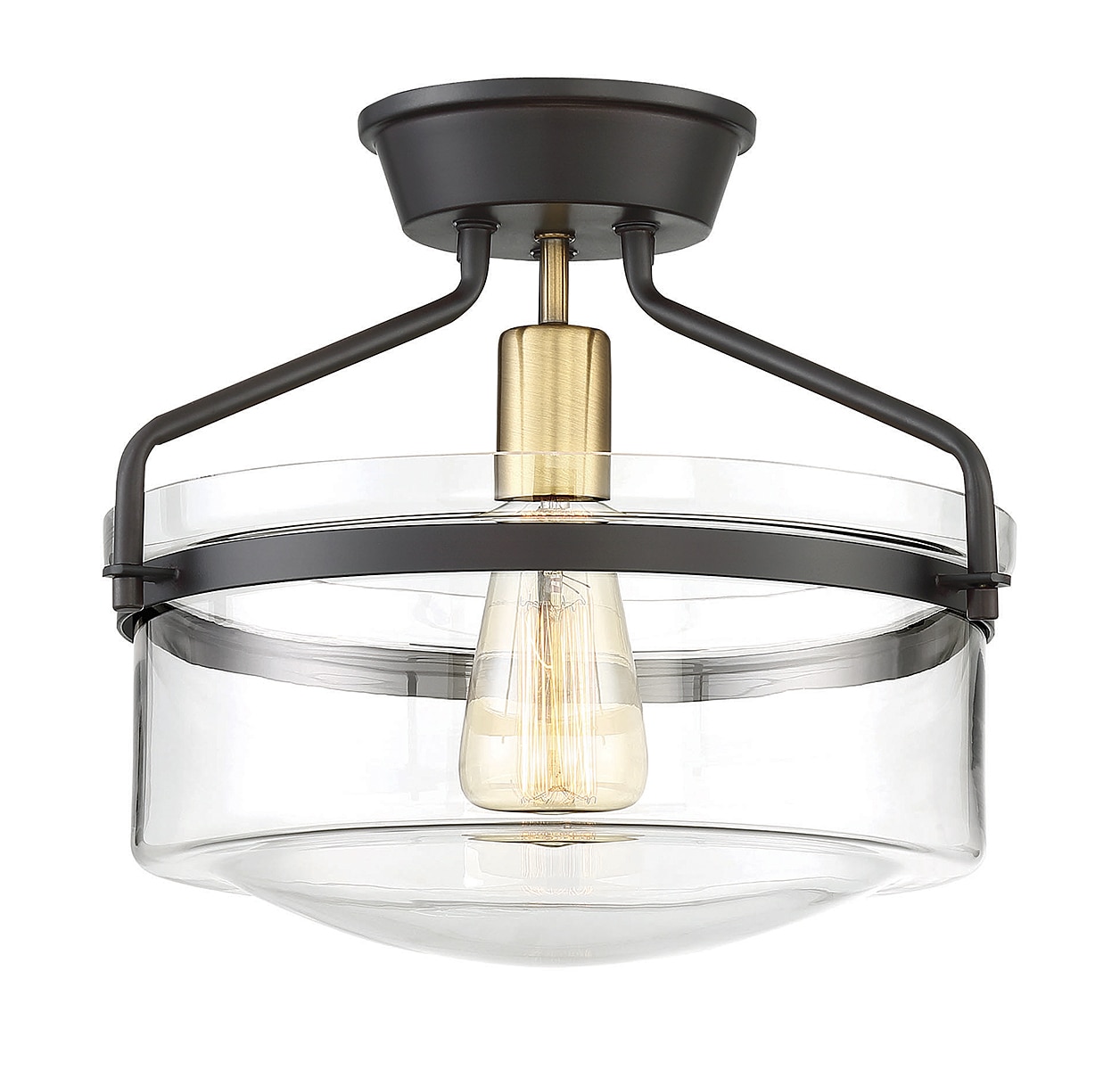 Clear Glass and Bronze Semi-Flush Mount Ceiling Light