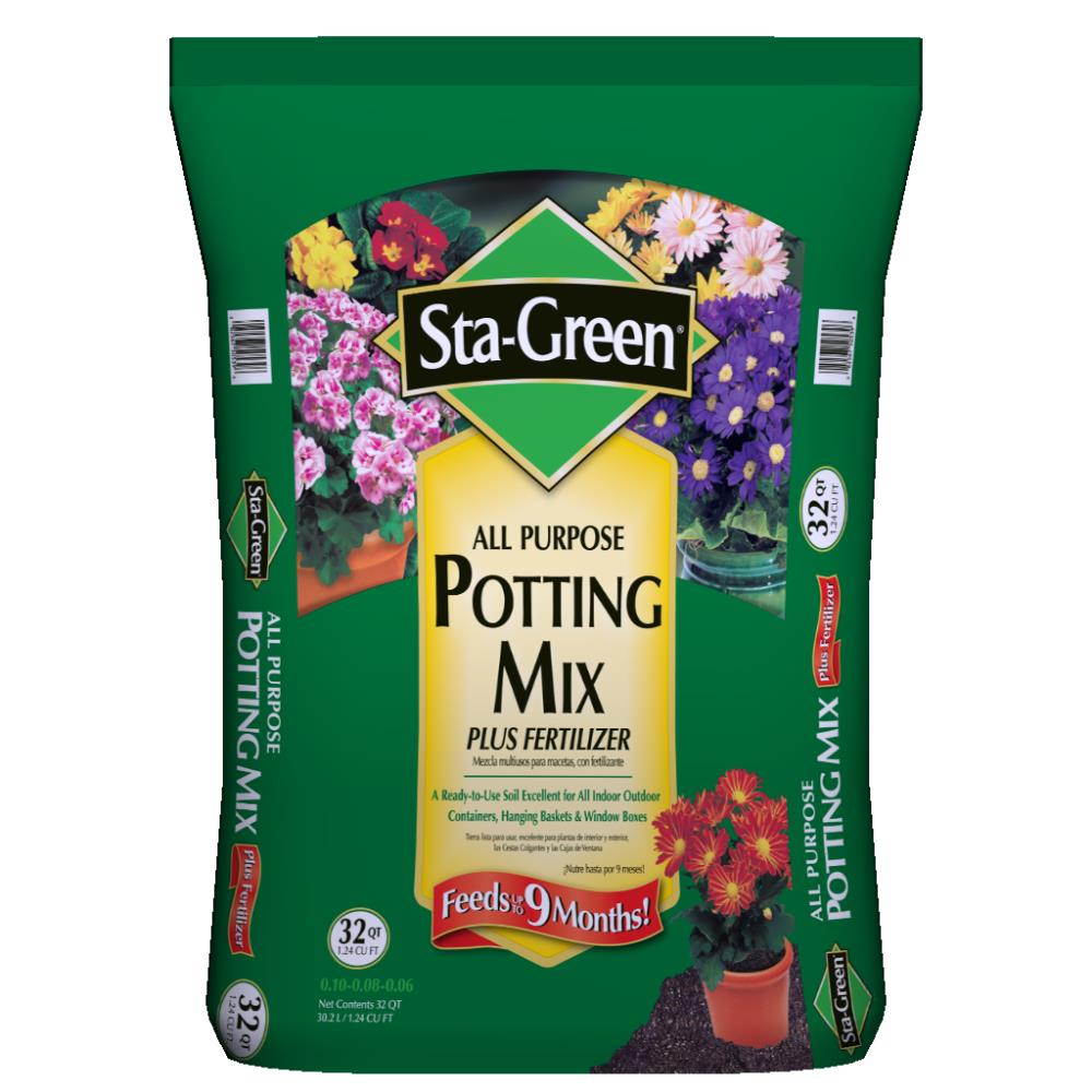 Sta-Green 32-Quart All-Purpose Potting Mix Plus Fertilizer Premium Soil ...