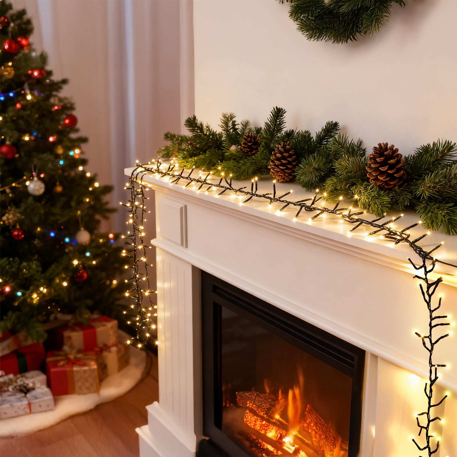 BIGHOUSE BH3003010072 25ft Cluster Christmas Lights 500 LEDs Soft Warm