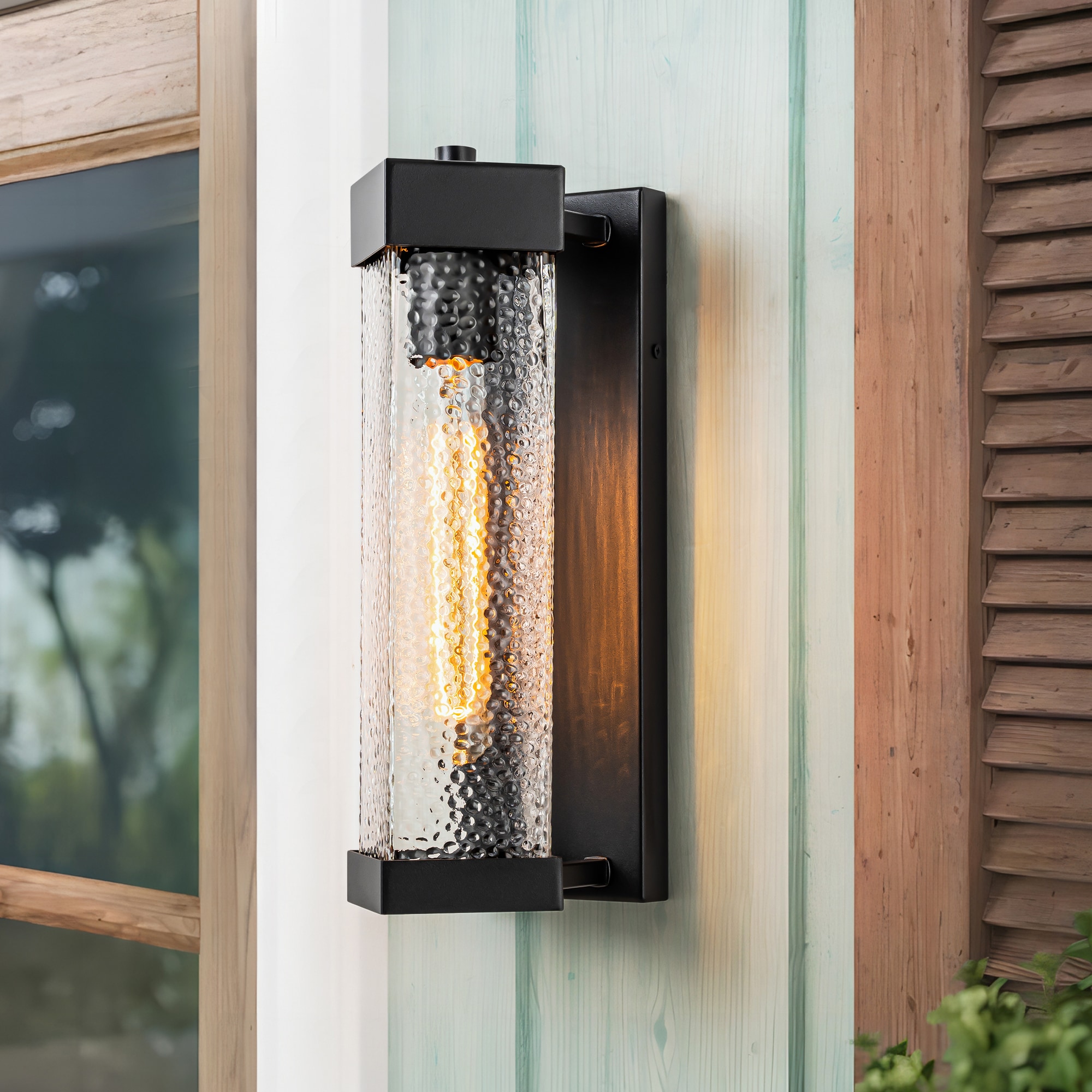 Rennnsan WL810150338 Andrew 1 -Light 14-in H Black Hardwired Outdoor Wall Light