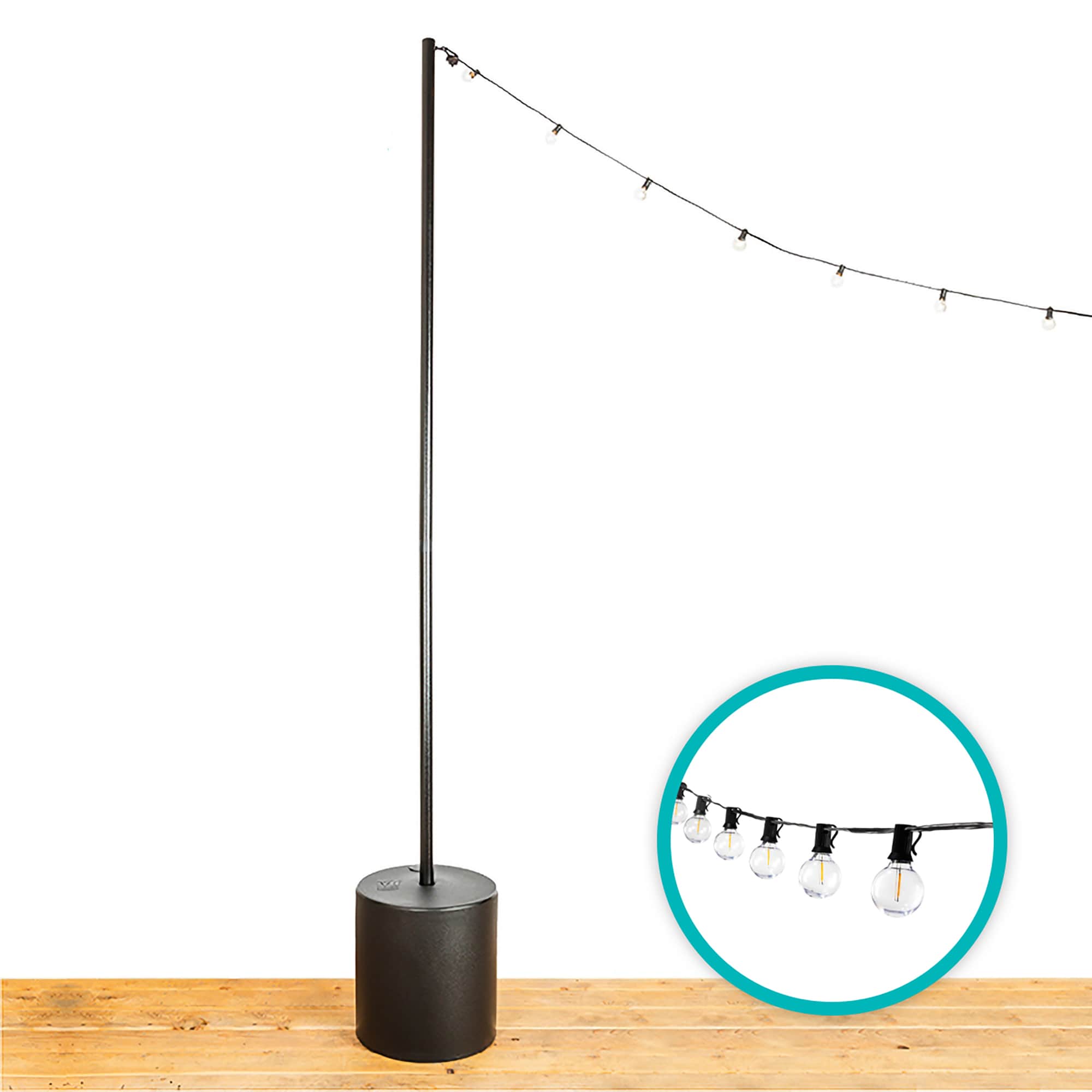 Allsop 9.5' Heavy-Duty String Light Pole Stand with Freestanding Tank Base  for Grass, Patio, Events in the Landscape Lighting Accessories department  at