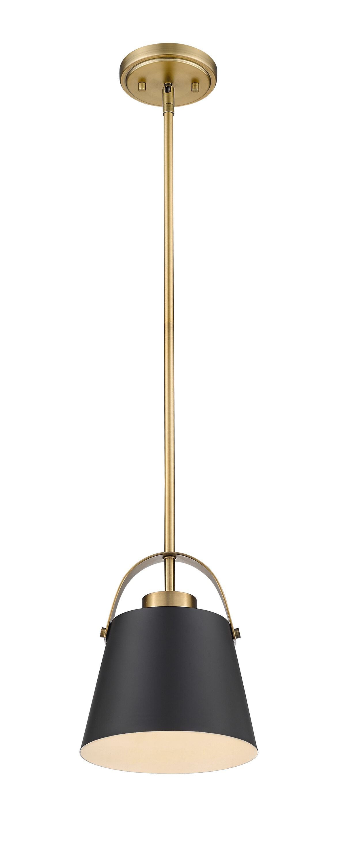 Contemporary Matte Black & Heritage Brass Mini Pendant Light