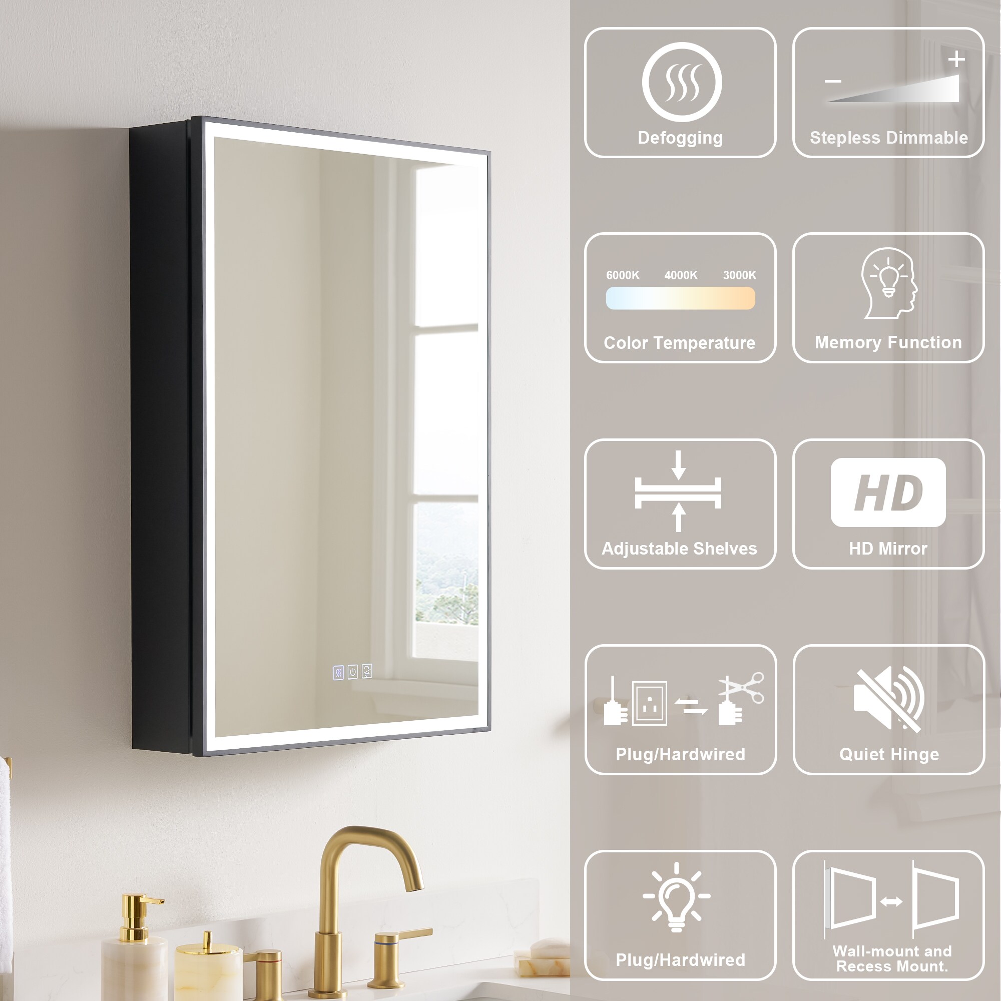WELLFOR W12MCL2030L Bathroom-Medicine-Cabinets - View #7