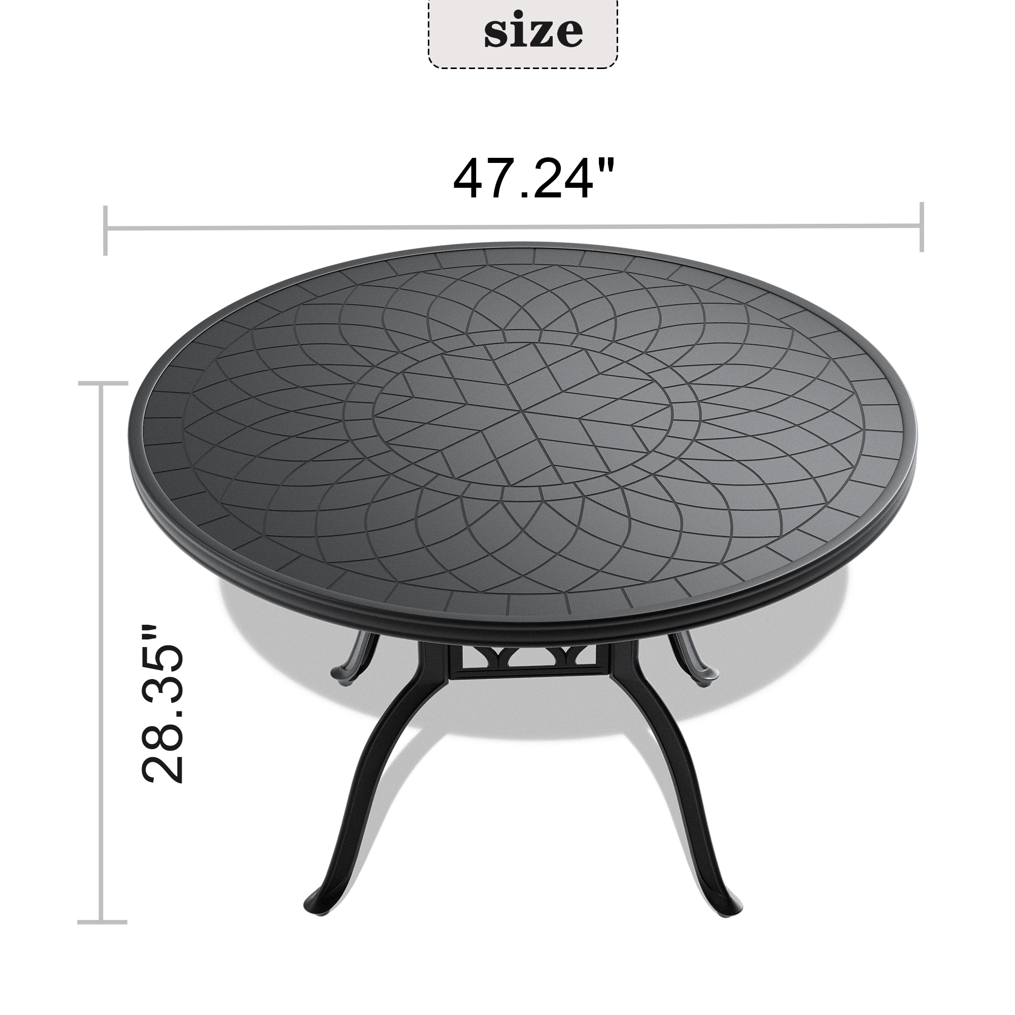 AHIOU HOME Ventura Round Outdoor Dining Table 47.24-in W X 47.24-in L ...