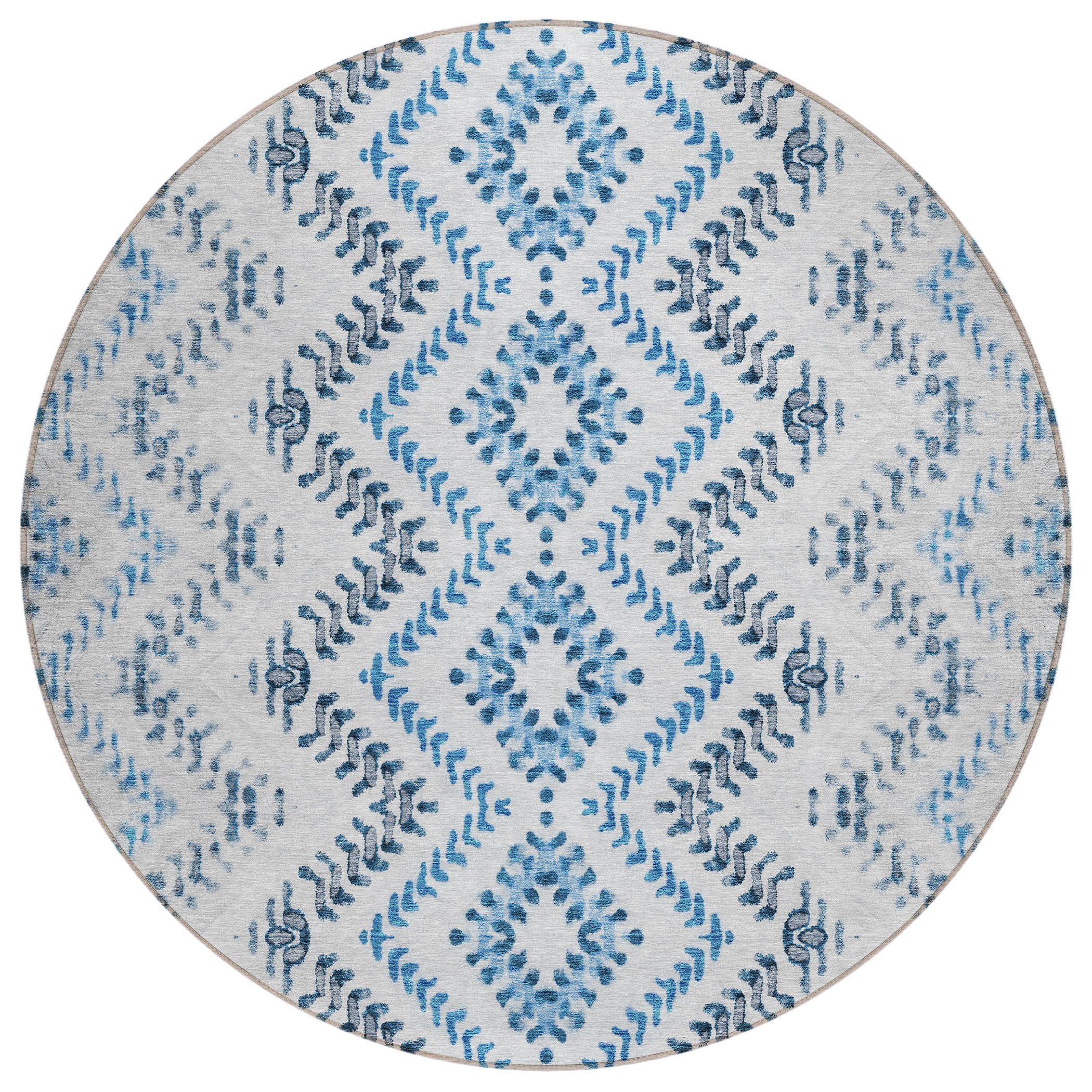 Addison Rugs ACN684BU8RO Chantille ACN684BU 8 x 8 (ft) Polyester Blue Round Indoor/Outdoor Geometric Machine washable Area rug