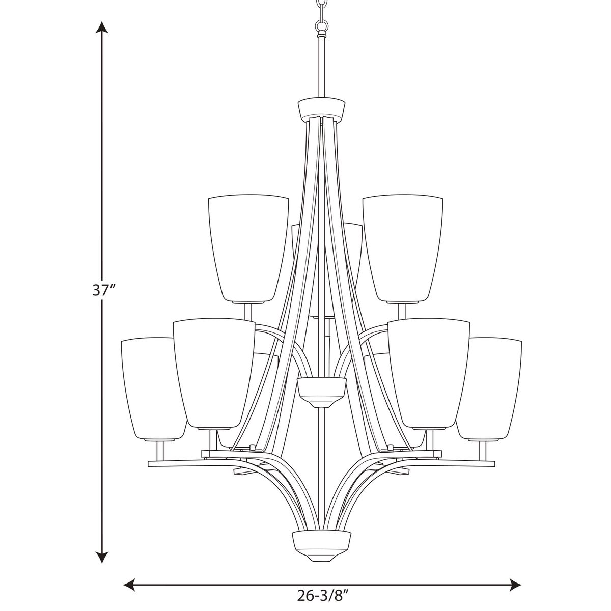 Leap Brushed Nickel 9-Light Two-Tier Chandelier with Glass Shades