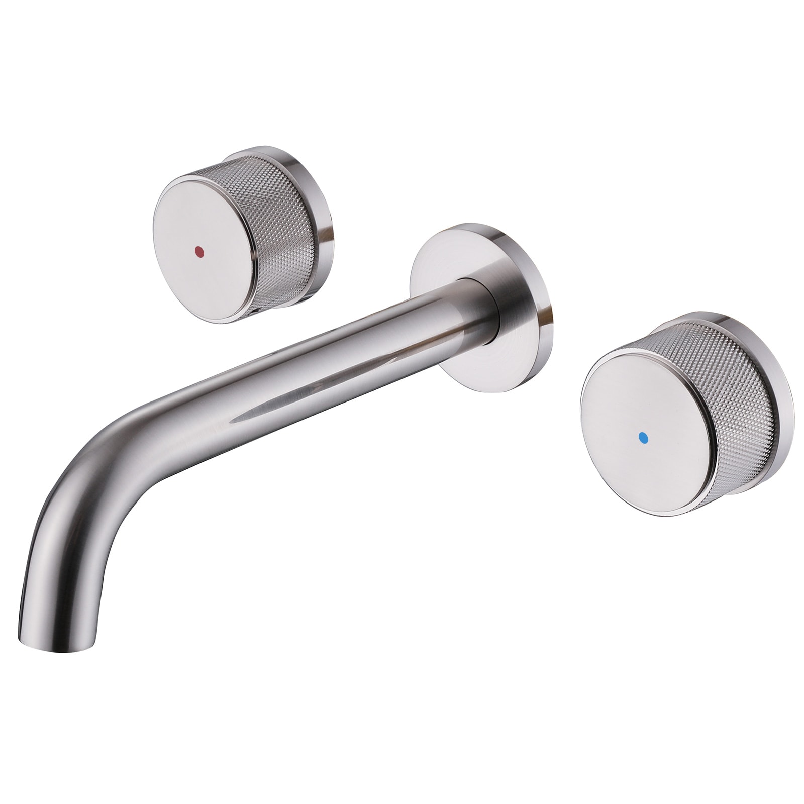 BWE A-93016-N Brushed Nickel Wall-mount 2-handle WaterSense Low-arc Commercial/Residential Handle Bathroom Sink Faucet