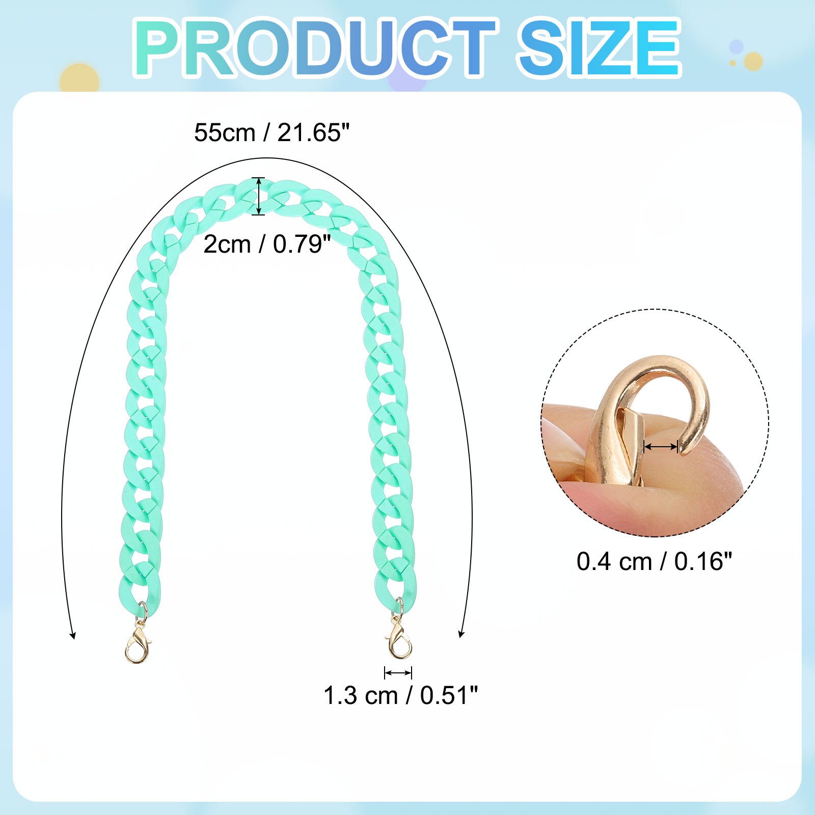 PATIKIL Acrylic Purse Chain 24inch Acrylic Chain Linking Rings Handbag ...