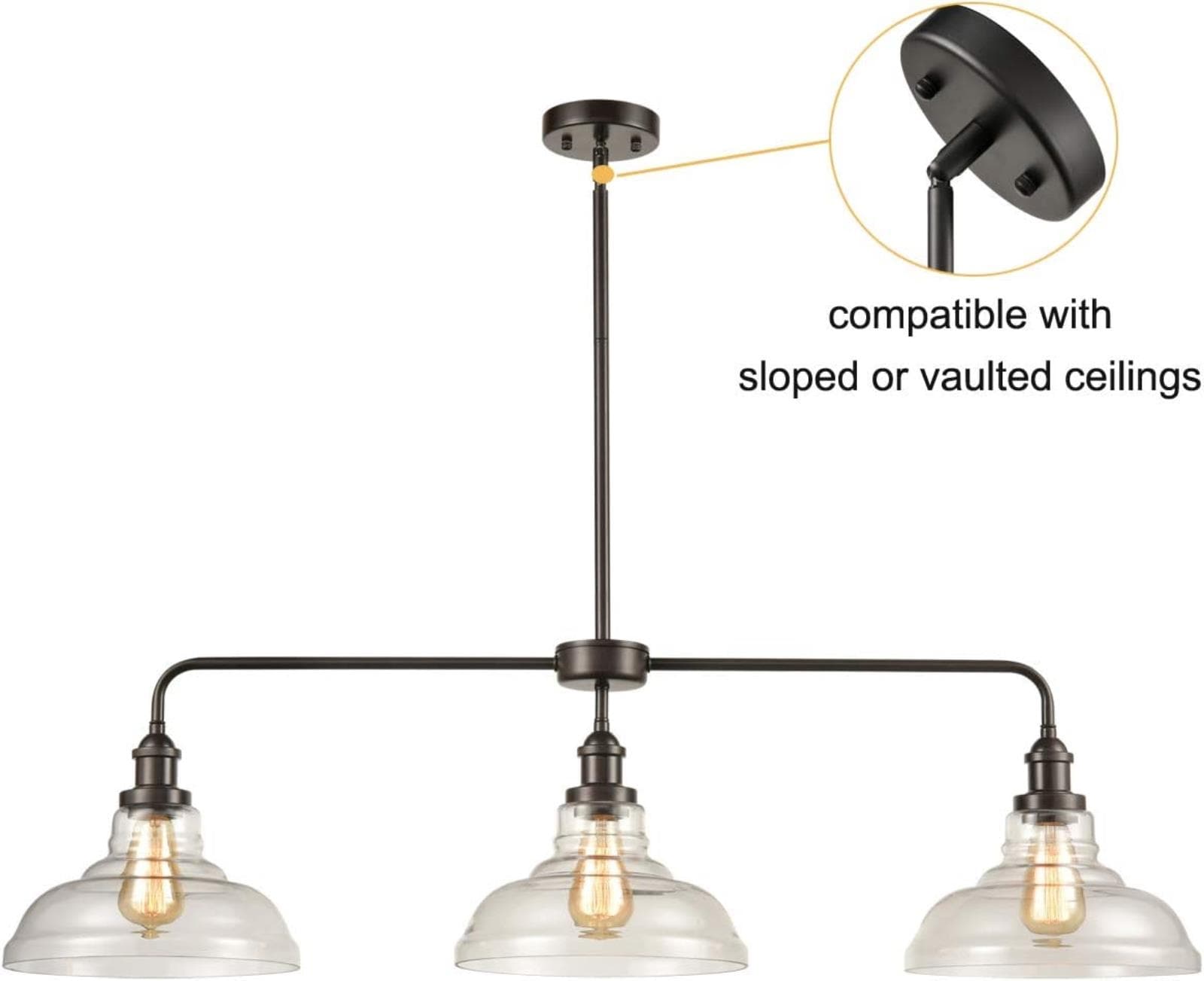 Claxy Glass Light 3-Light Oil Rubbed Bronze Industrial Led; Dry rated ...