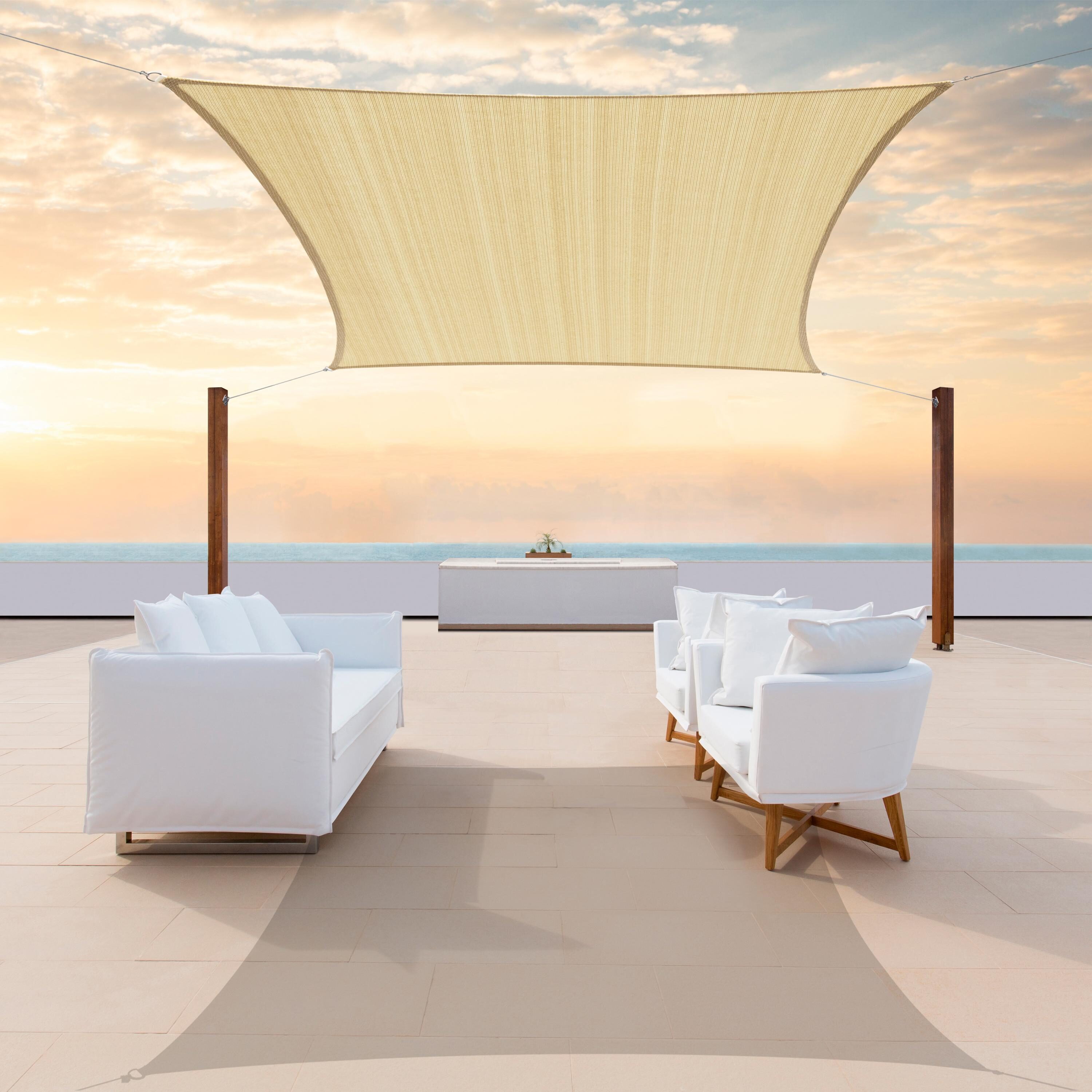 ColourTree Rectangle Shade Sail 10-ft x 16-ft Beige Shade Sail in the ...