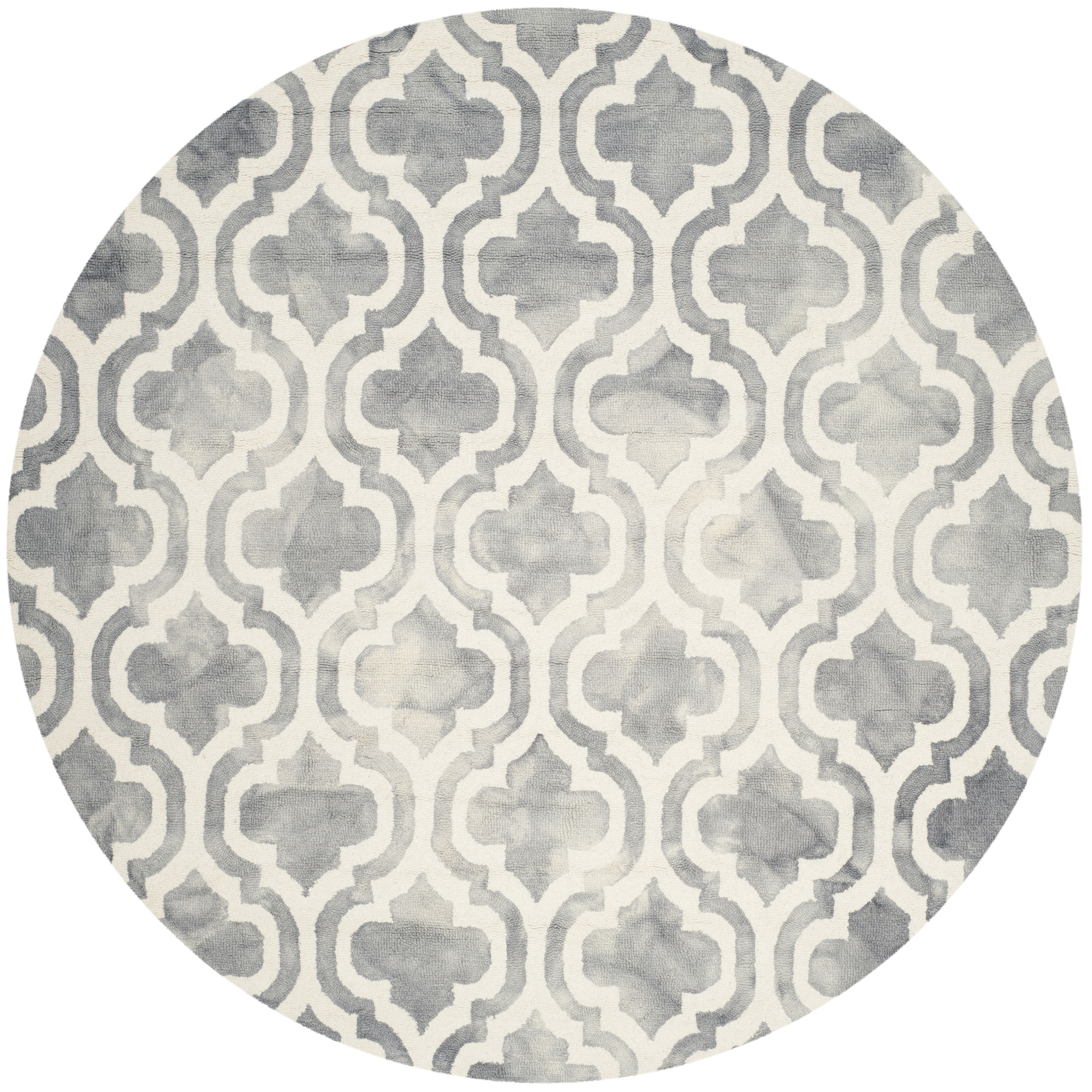 Safavieh DDY537C-7R Dip Dye Alana 7 x 7 (ft) Tufted Wool Gray/Ivory Round Indoor Trellis Bohemian/Eclectic Area rug