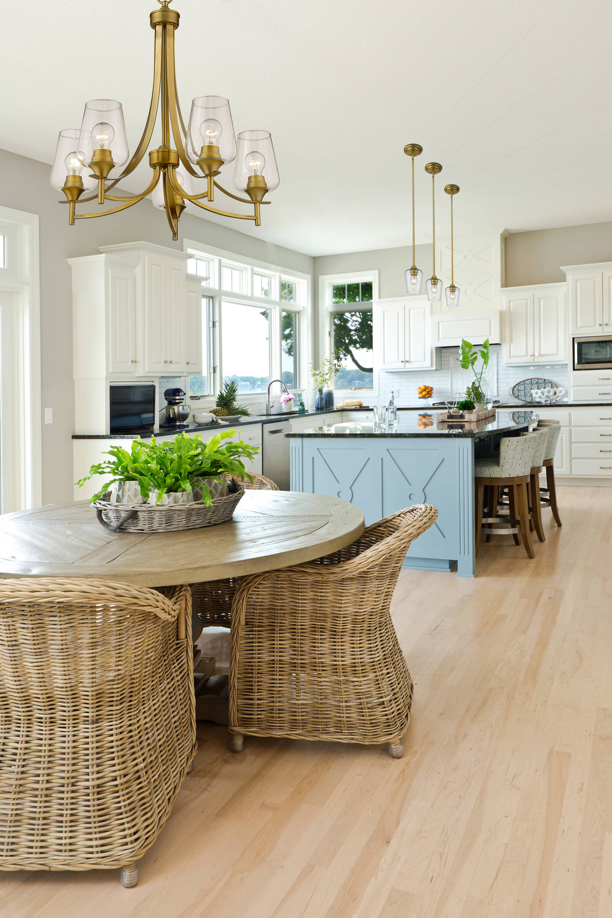 Joliet Contemporary Mini Pendant in Olde Brass with Large Glass Shade