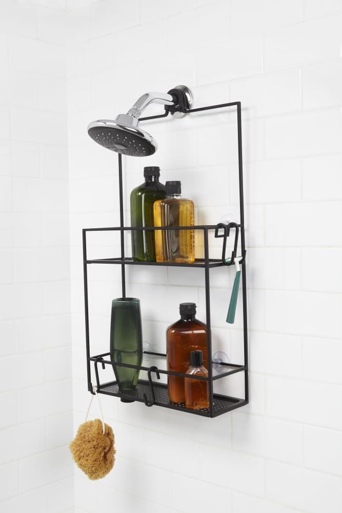 Umbra Black Steel 2-Shelf Over The Showerhead Hanging Shower Caddy