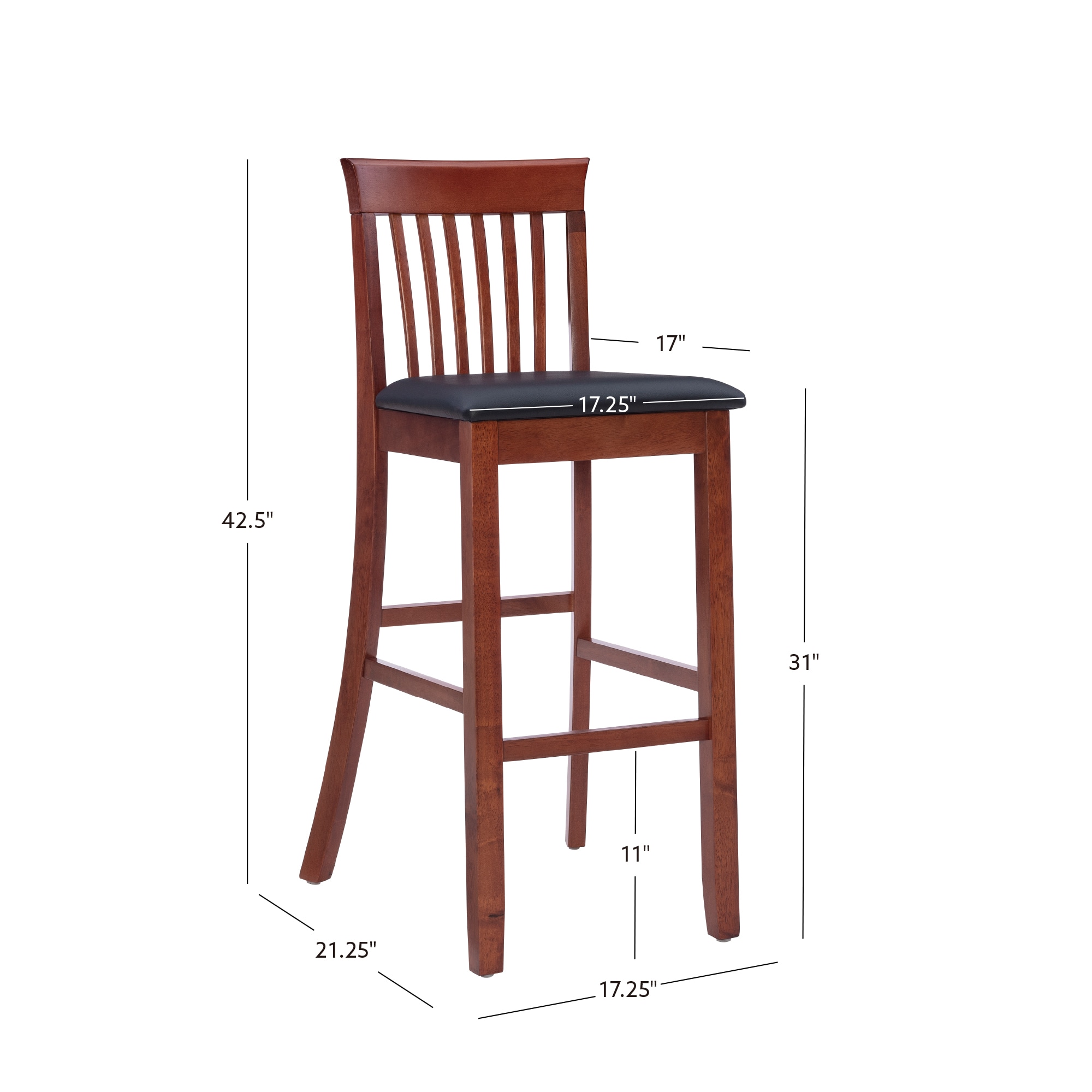 Classic Dark Cherry & Black Faux Leather 31" Craftsman Barstool