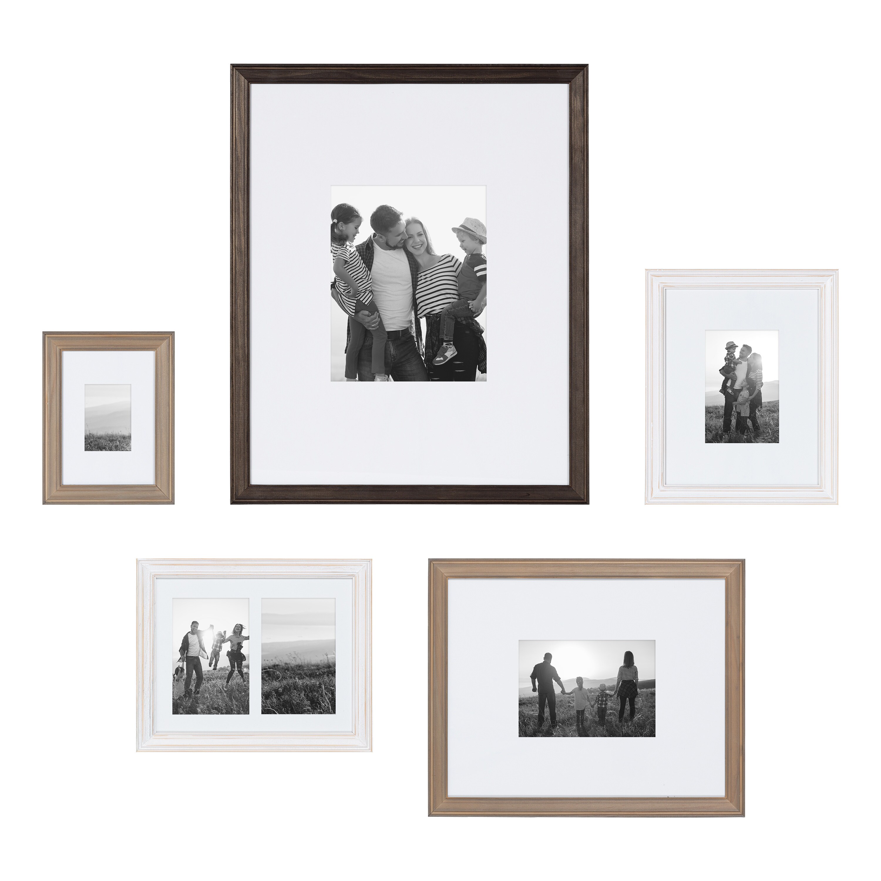 Elegant Designs 3 Photo Collage Frame 4x6 Picture Frame, White Wash  Family
