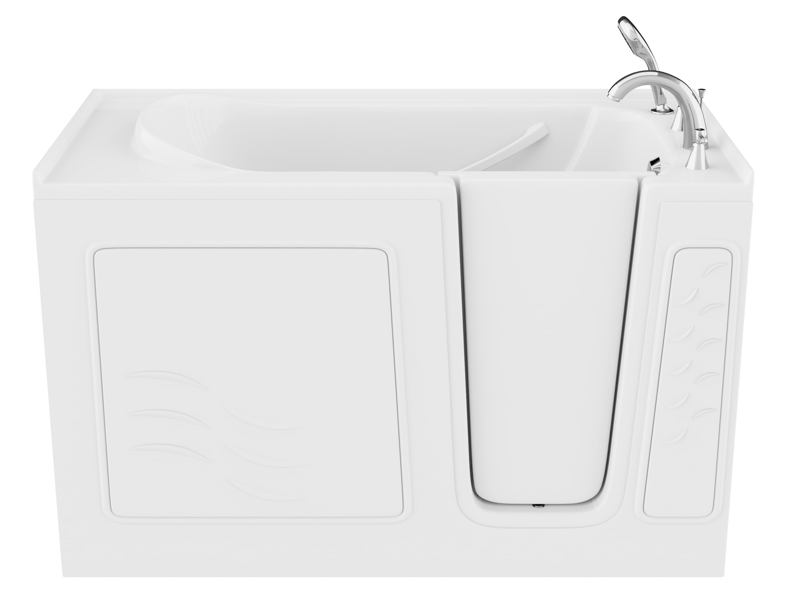 White Rectangular Fiberglass Walk-In Whirlpool & Air Tub