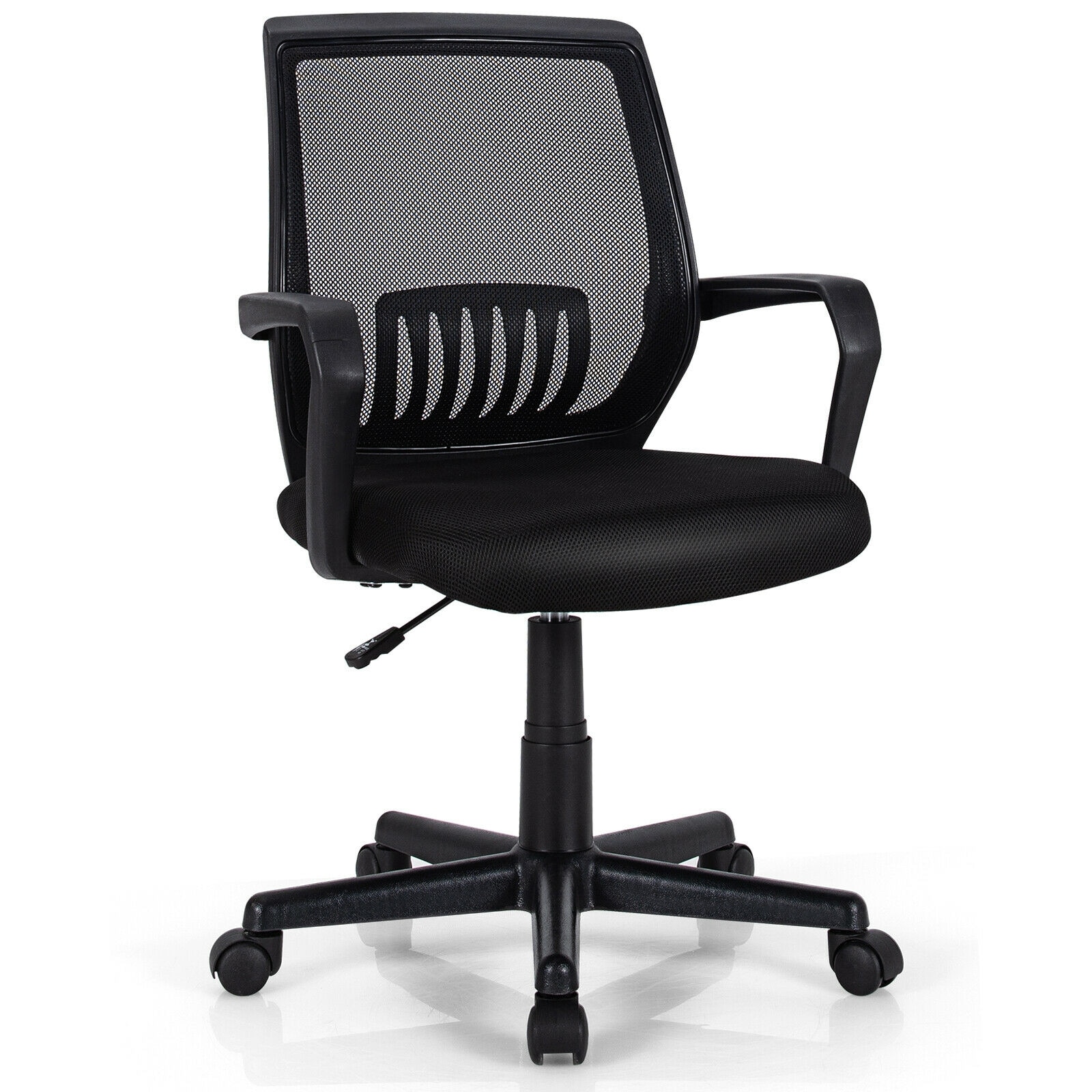 Slickblue D-CO-35866WH Mid-Back Drafting Chair – Black Modern Ergonomic Mesh Office Chair with Adjustable Height and Swivel for Home Office or Salon