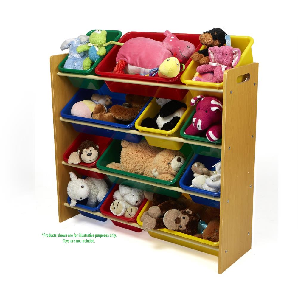 Mind Reader Toy Storage Organizer with 12 Bins, Brown - Removable Bins,  Easy Cleanup - Kids Bedroom Storage Solution - Ages 3+ in the Toy Boxes  department at
