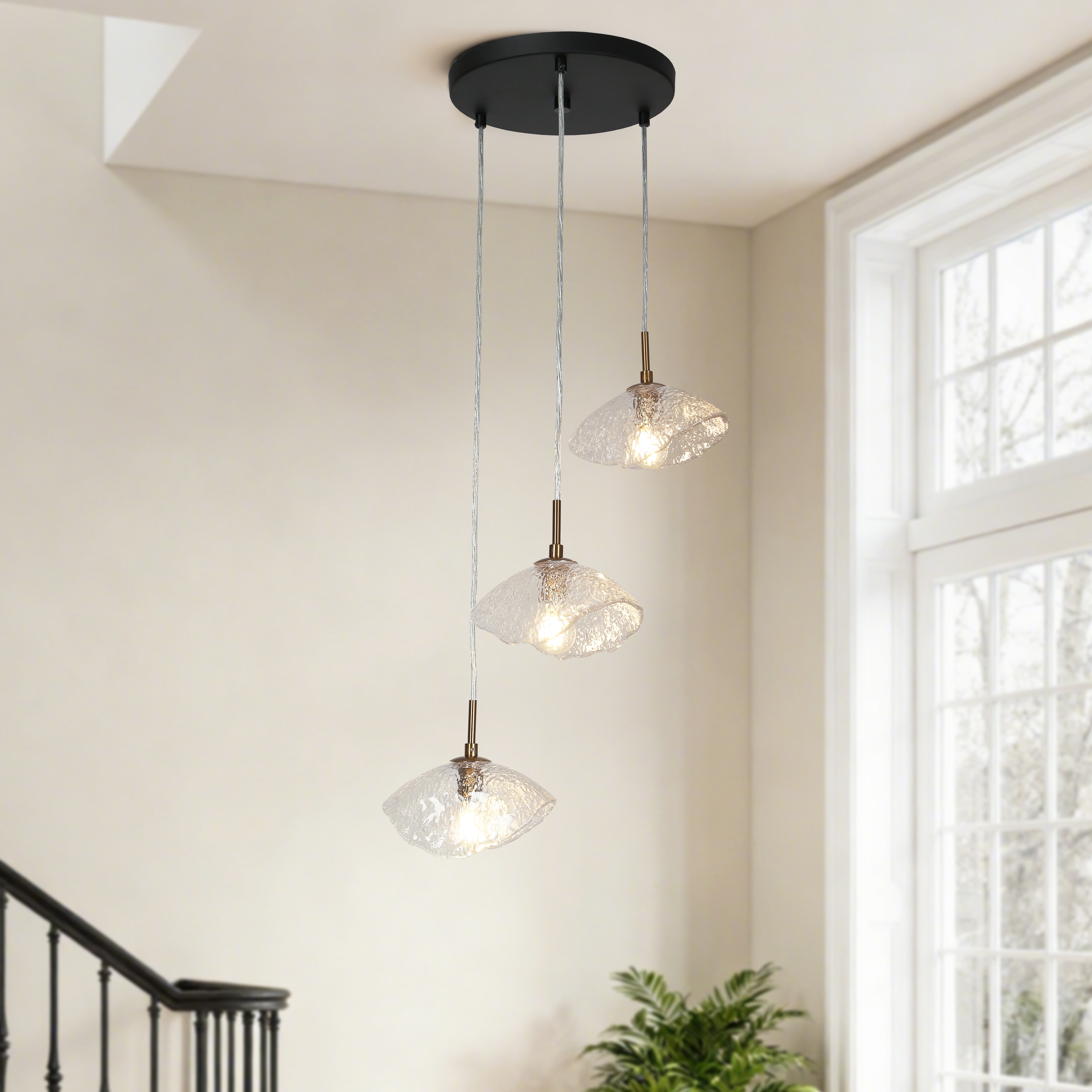 LNC HA04977P3 Evangeline 3 -Light Polished Brass Modern/contemporary Crystal For Use in Bedrooms, Dining Rooms, Foyers, Kitchens, Living Rooms Chandelier