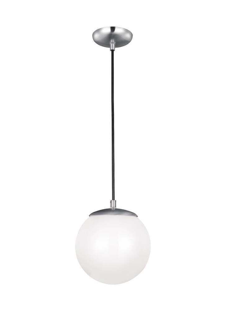 Generation Lighting 6018EN3-04 Leo 1 -Light Satin Aluminum Modern/contemporary White glass Globe Mini Hanging Pendant light