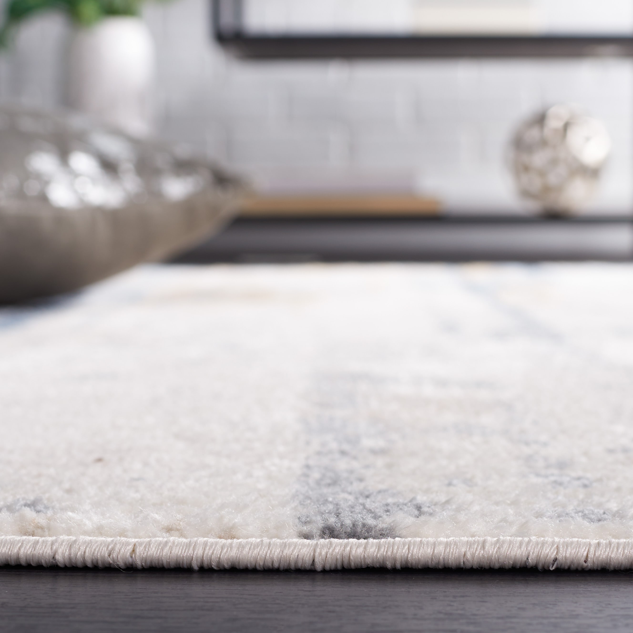 Bayside Blue and Gold Square Synthetic Area Rug