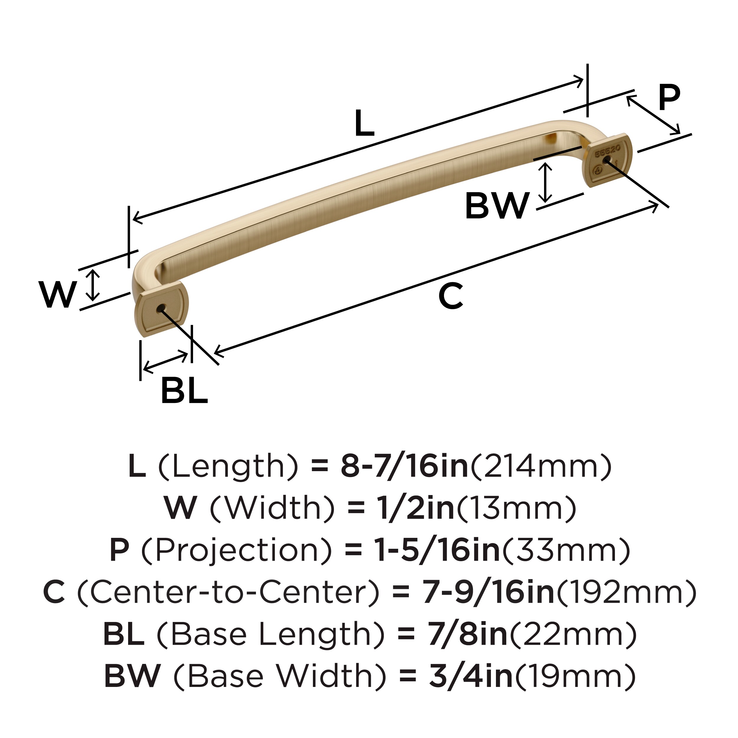 Golden Champagne 7-9/16" Modern Industrial Cabinet Pull