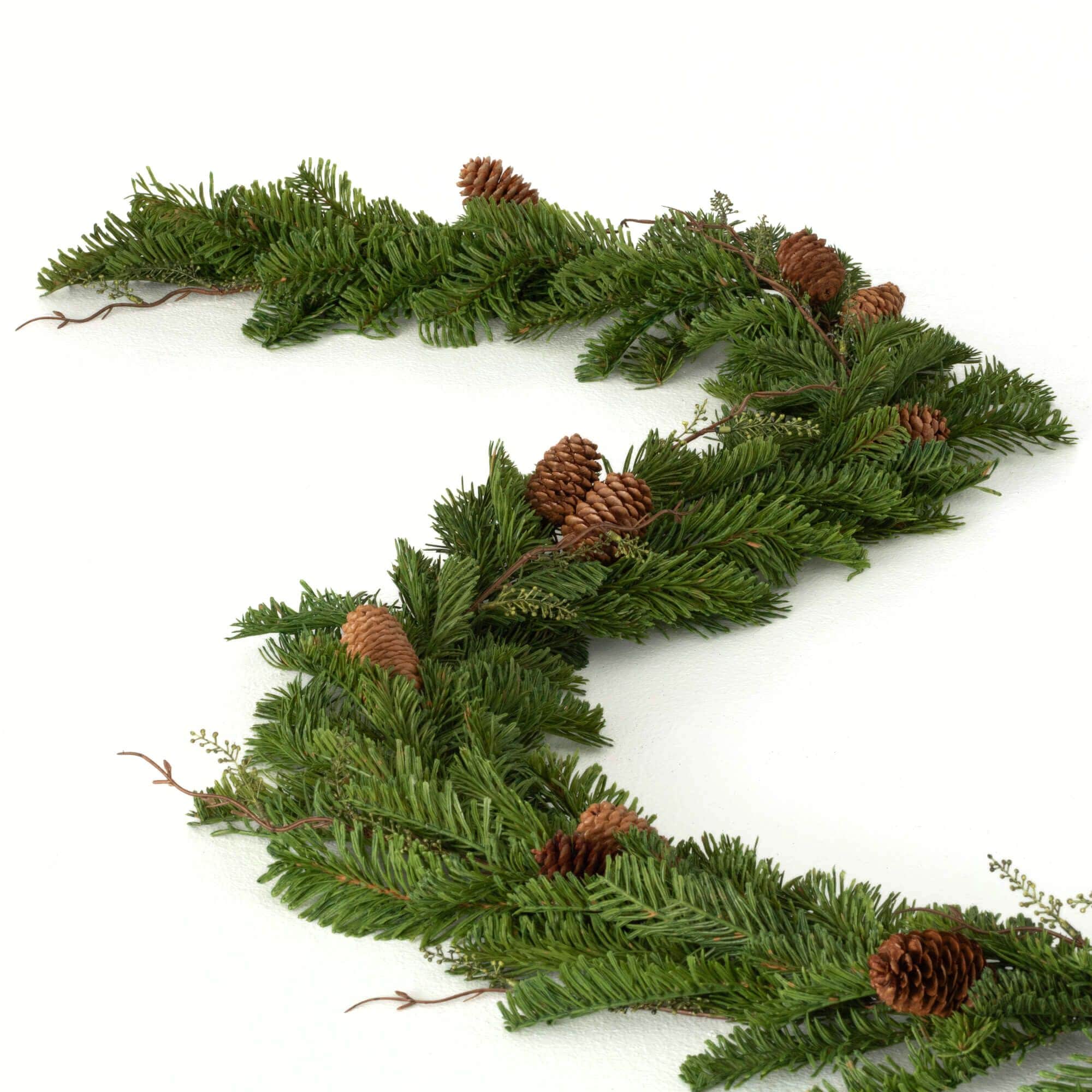 72" Green Artificial Pine Christmas Garland with Pine Cones