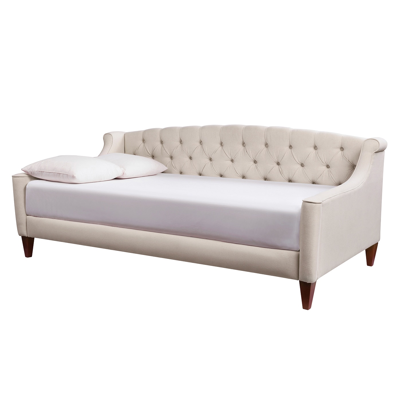 Lucy Sky Neutral Beige Yarn Dyed, Upholstered Tufted Sofa Bed