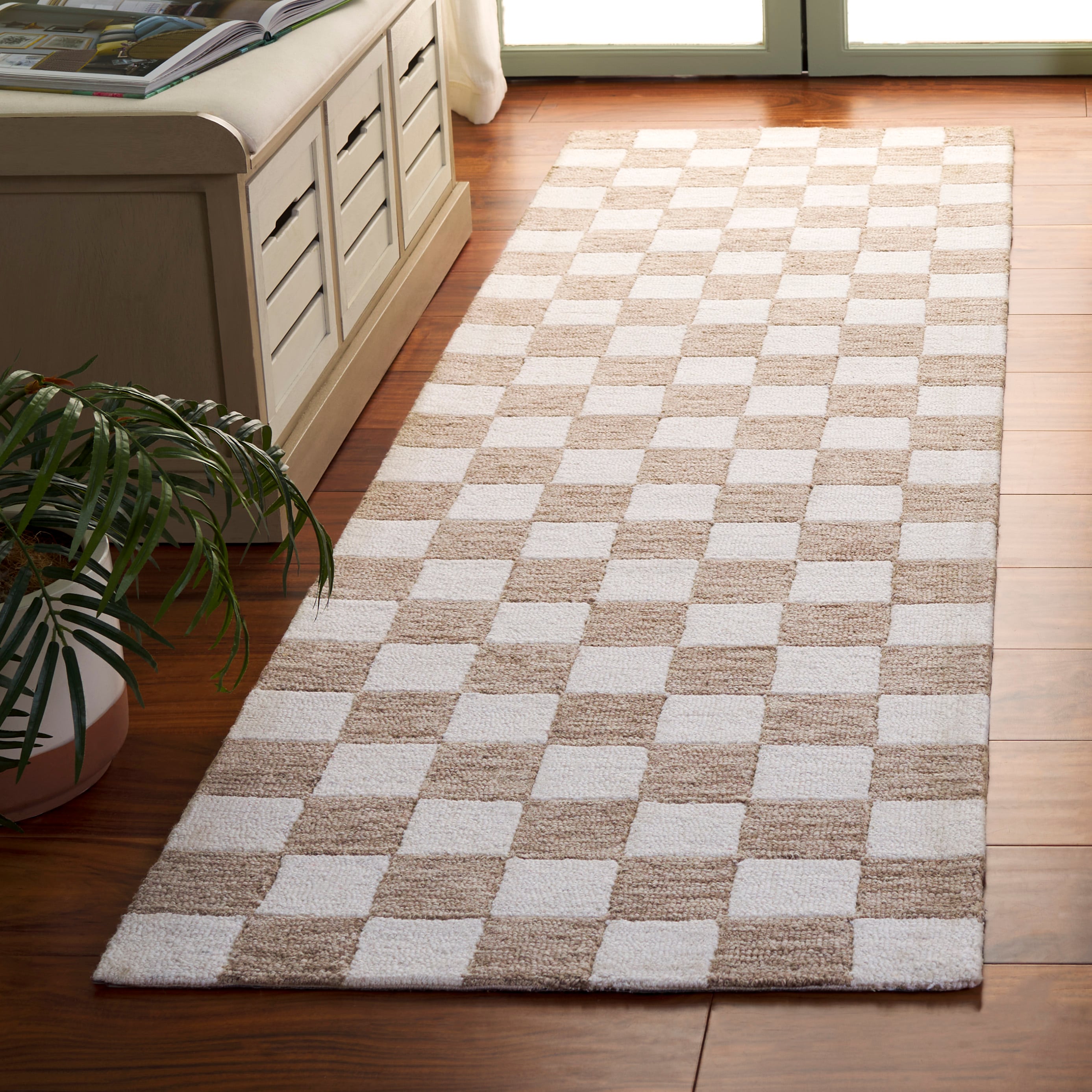  Ebony 175 Brown/Ivory Contemporary 2ft-3in x 8ft Runner Rug