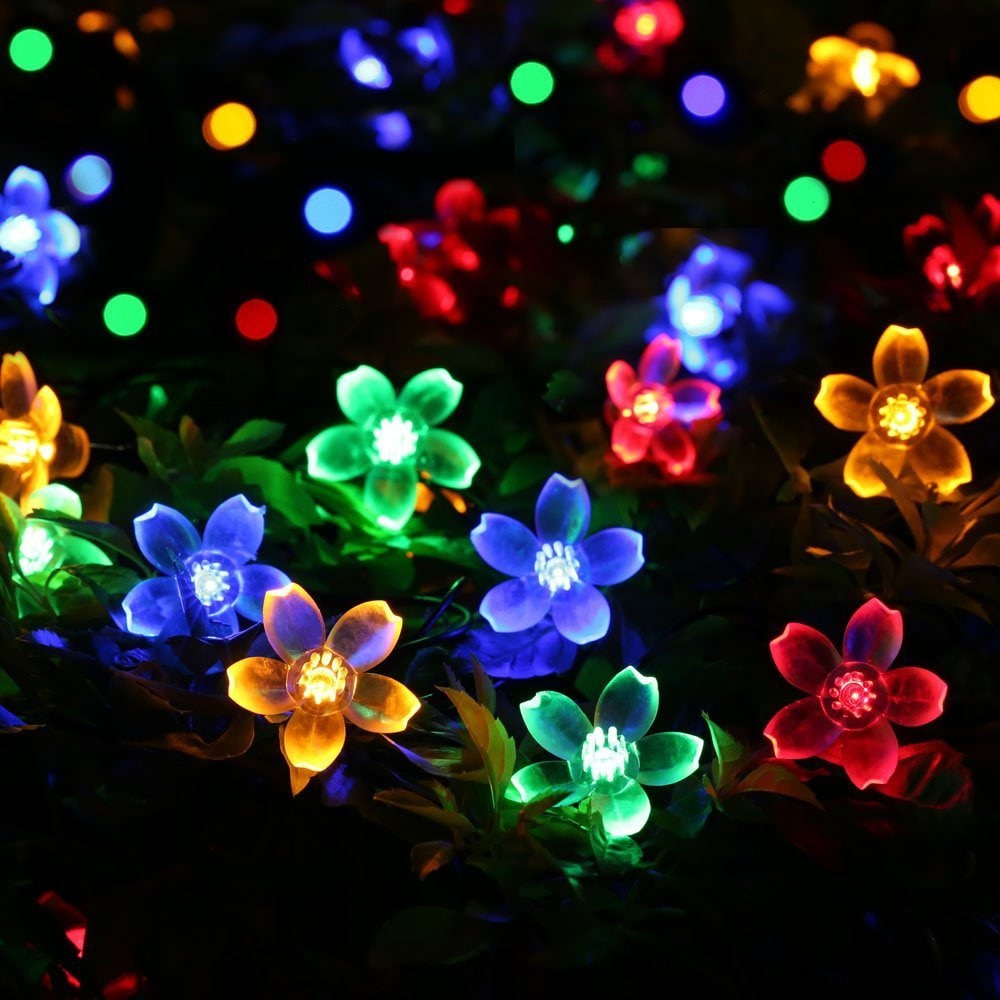 IUEST  Easter Fairy Lights Flower String Lights 100 LED 33 Feet 8 Flash Modes Cherry Blossom Waterproof Indoor Outdoor Decoration