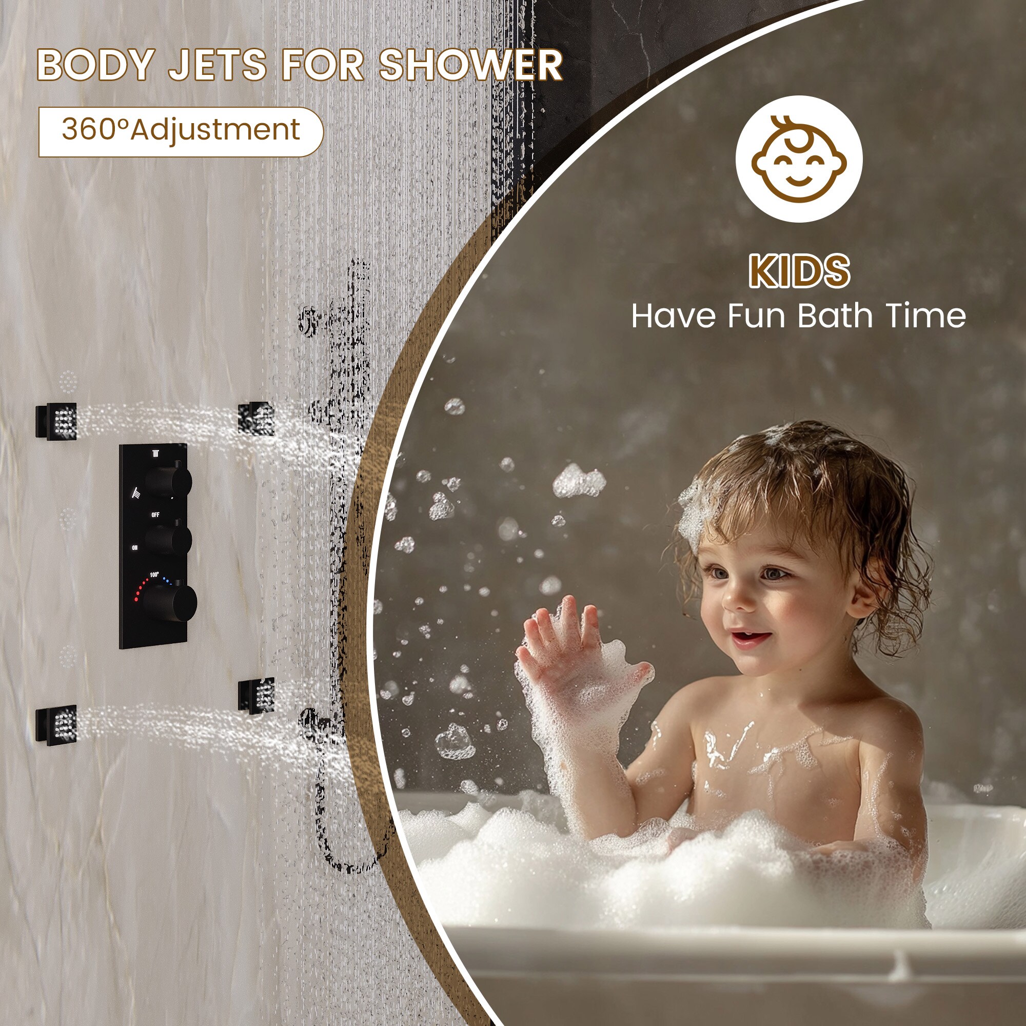 CASAINC CA-A4383-MB Showerhead-Bar-Panels - View #7