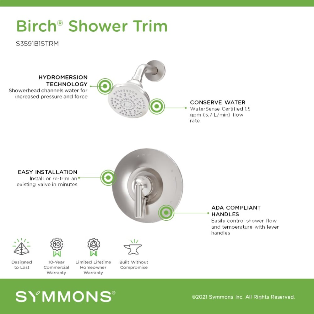 Symmons S5991STN15TRM Tub-Shower-Faucets - View #3