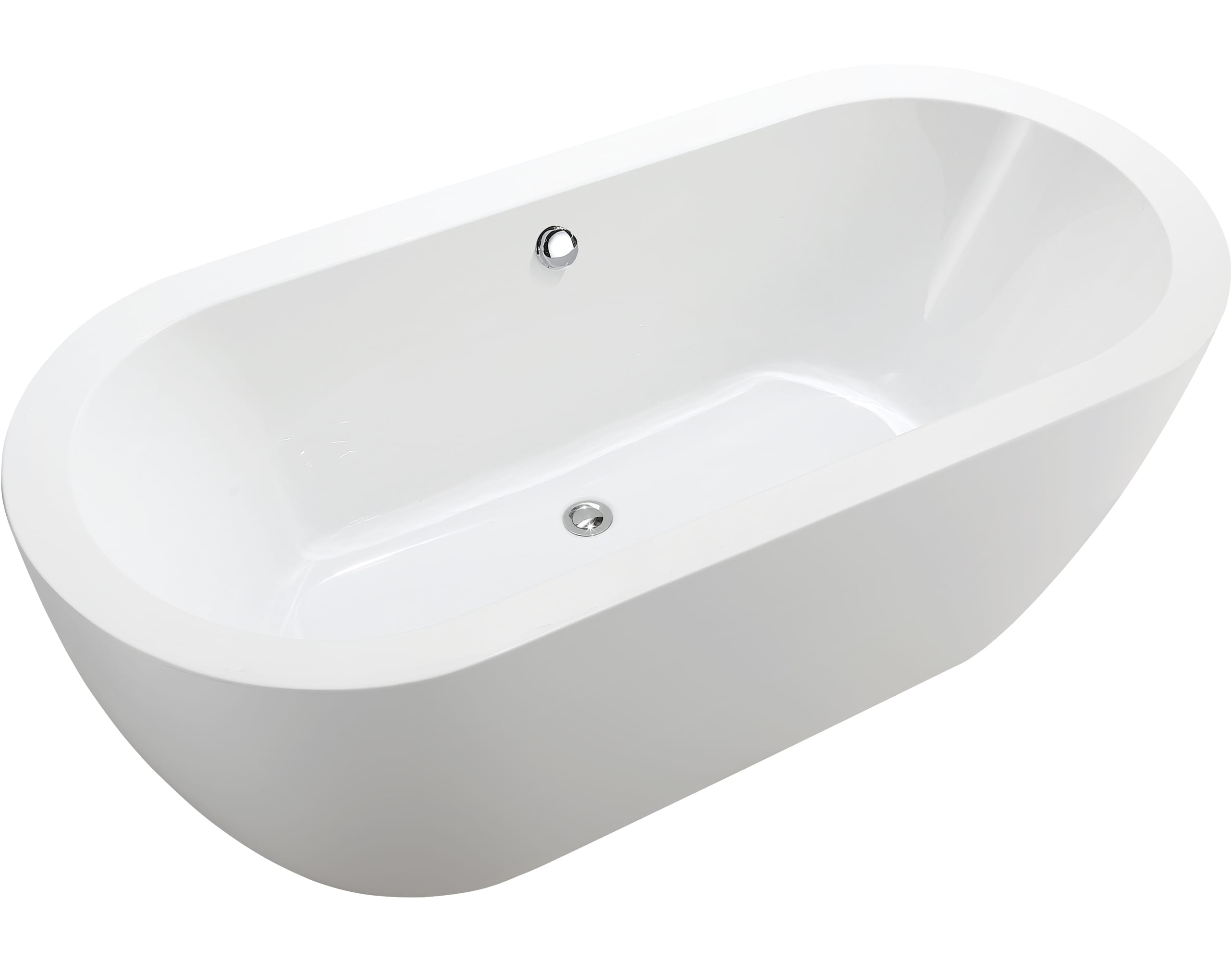 68" White Freestanding Acrylic Soaking Bathtub