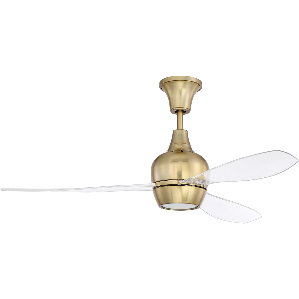 Craftmade BRD52SB3 Bordeaux 52-in Integrated LED Downrod or Flush Mount Satin Brass with Acrylic Blades Ceiling Fan With Light ( 3 -Blade )