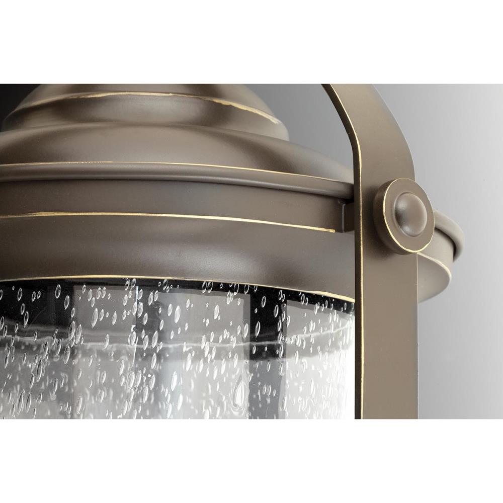 Whitacre Antique Bronze 14" LED Outdoor Wall Lantern with Seeded Glass