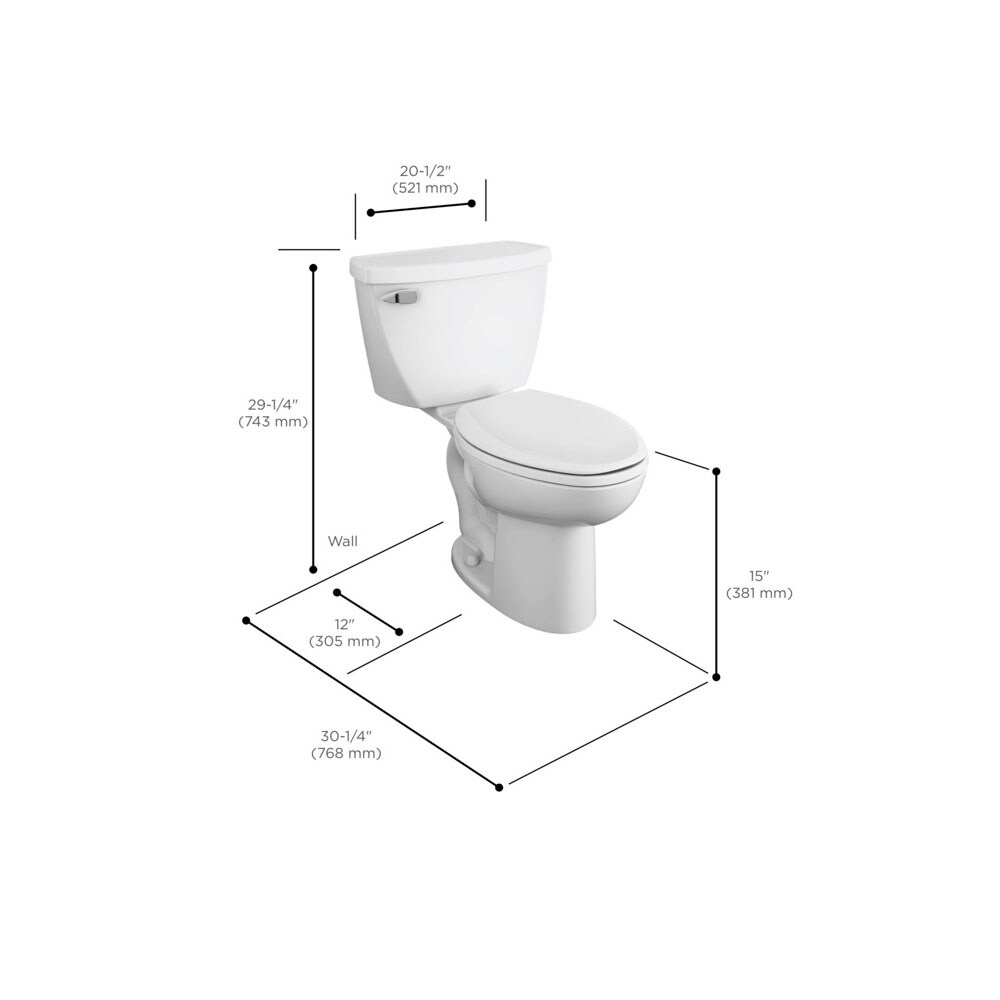 American Standard White Elongated Pressure-Assisted Two-Piece Toilet