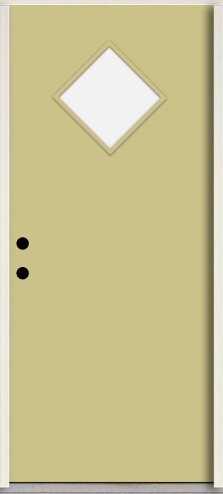 RELIABILT LO1067026 Spotlights 36-in x 80-in x 4-5/8-in Fiberglass 1/4 lite Right-hand inswing Universal Khaki Paint Painted Prehung Front Door Insulating core
